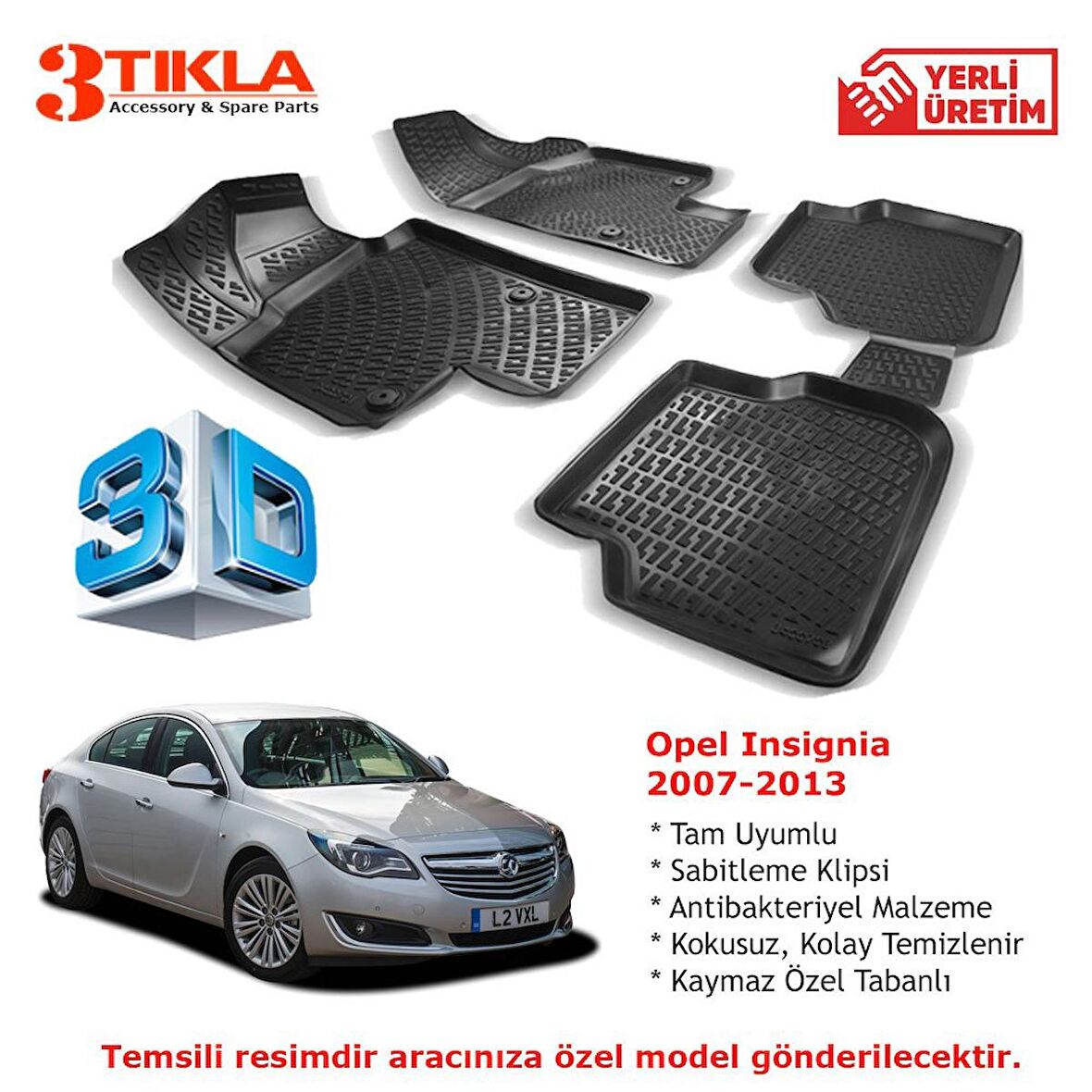 Opel Insignia 2007-2013 Premium 3D Havuzlu Paspas Seti