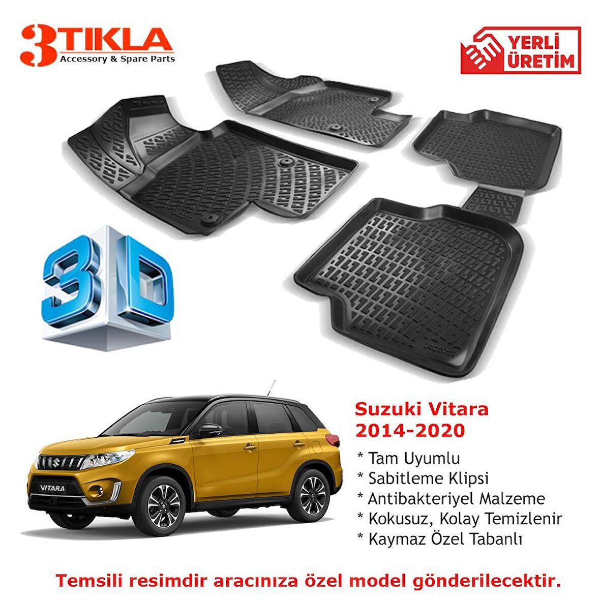 Suzuki Vitara 2014-2020 Premium 3D Havuzlu Paspas Seti