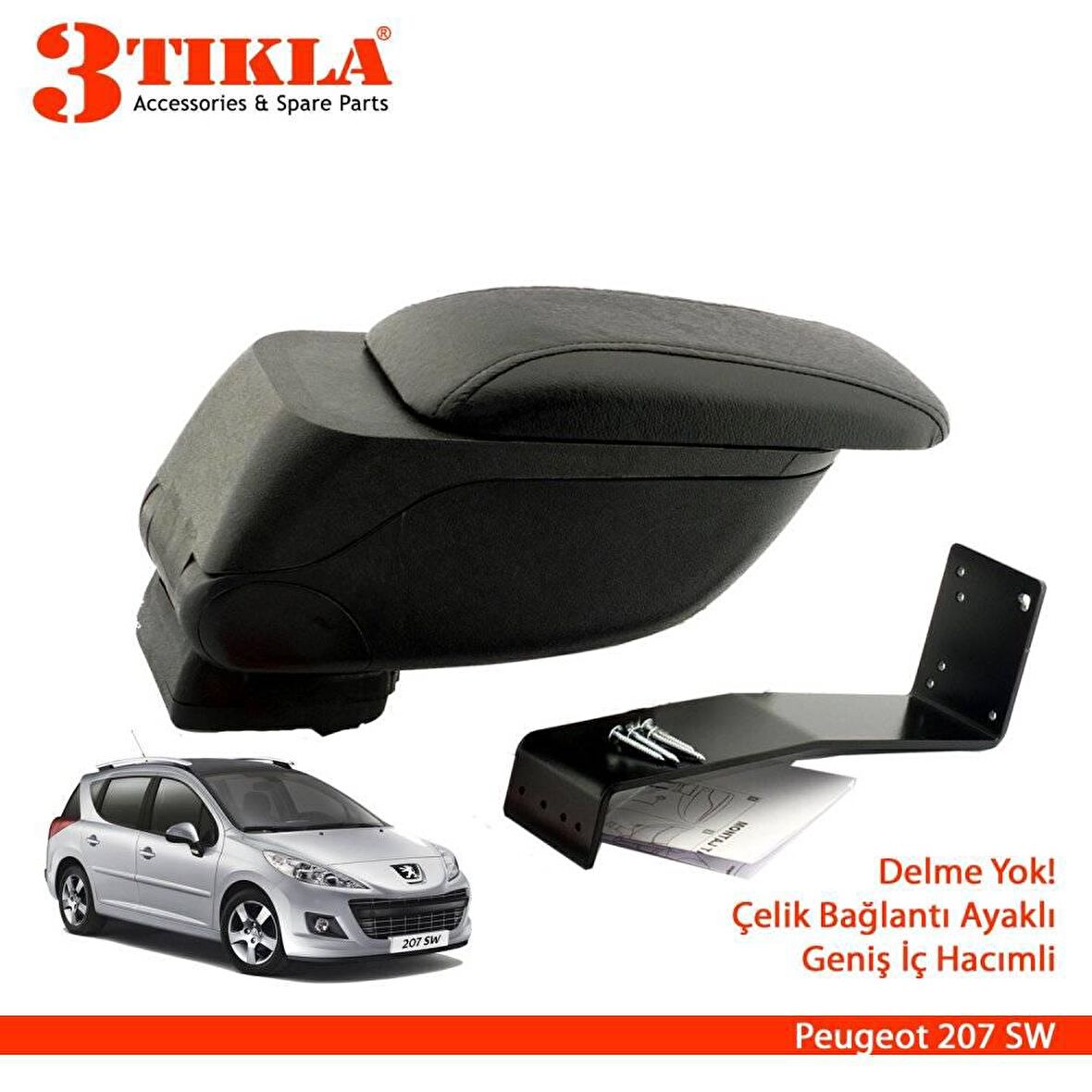 3 Tıkla Dacia Lodgy 2010-2020 Geniş Hacimli  Delmesiz Çelik Ayaklı Kolçak Kol Dayama
