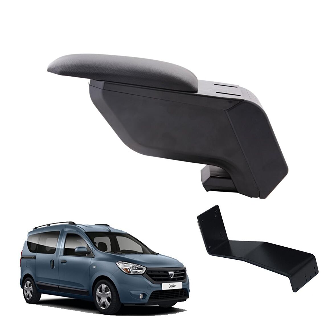 3 Tıkla Dacia Dokker 2014 Delmesiz Çelik Ayaklı Siyah Kolçak Kol Dayama
