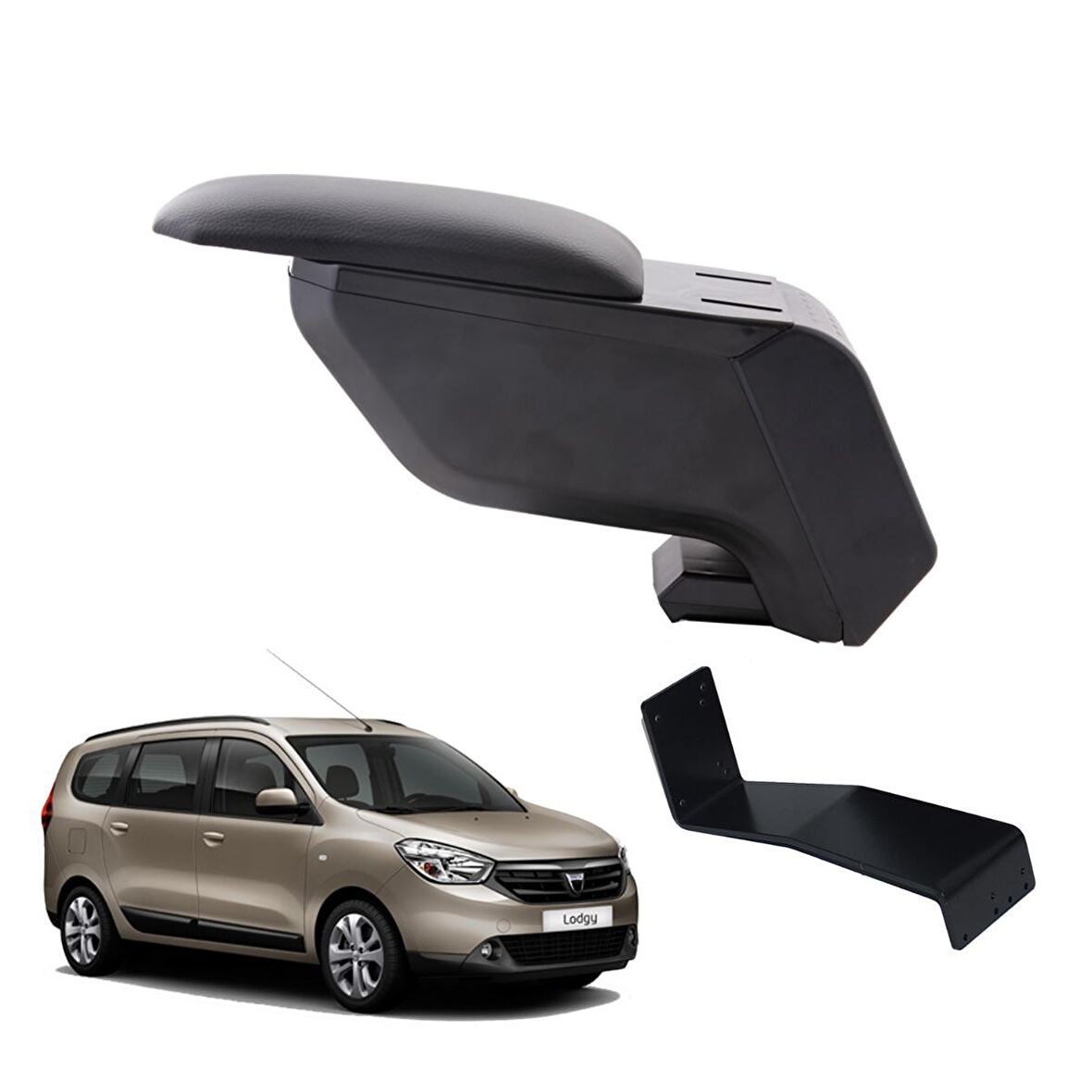 3 Tıkla Dacia Lodgy 2019 Delmesiz Çelik Ayaklı Siyah Kolçak Kol Dayama