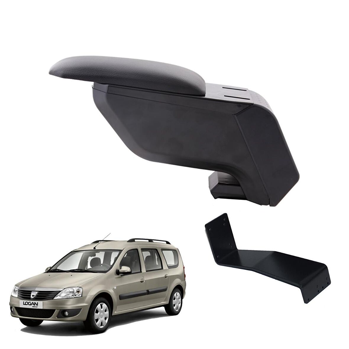 3 Tıkla Dacia Logan MCV 2009 Delmesiz Çelik Ayaklı Siyah Kolçak Kol Dayama