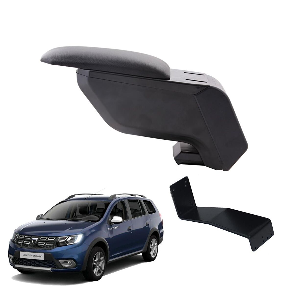 3 Tıkla Dacia Logan MCV 2013 Delmesiz Çelik Ayaklı Siyah Kolçak Kol Dayama