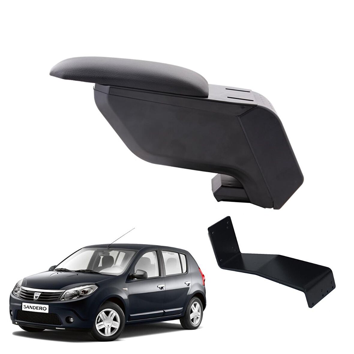 3 Tıkla Dacia Sandero 2012 Delmesiz Çelik Ayaklı Siyah Kolçak Kol Dayama