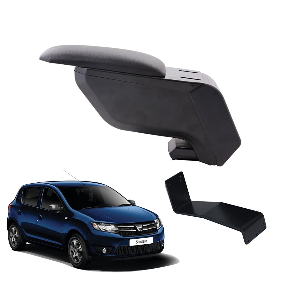3 Tıkla Dacia Sandero 2019 Delmesiz Çelik Ayaklı Siyah Kolçak Kol Dayama