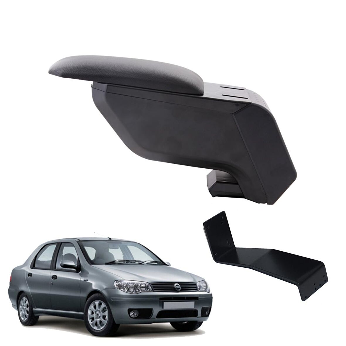 3 Tıkla Fiat Albea 2006 Delmesiz Çelik Ayaklı Siyah Kolçak Kol Dayama
