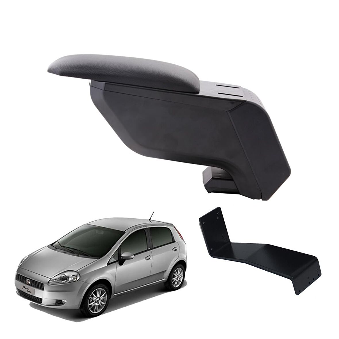 3 Tıkla Fiat Grande Punto 2005 Delmesiz Çelik Ayaklı Siyah Kolçak Kol Dayama