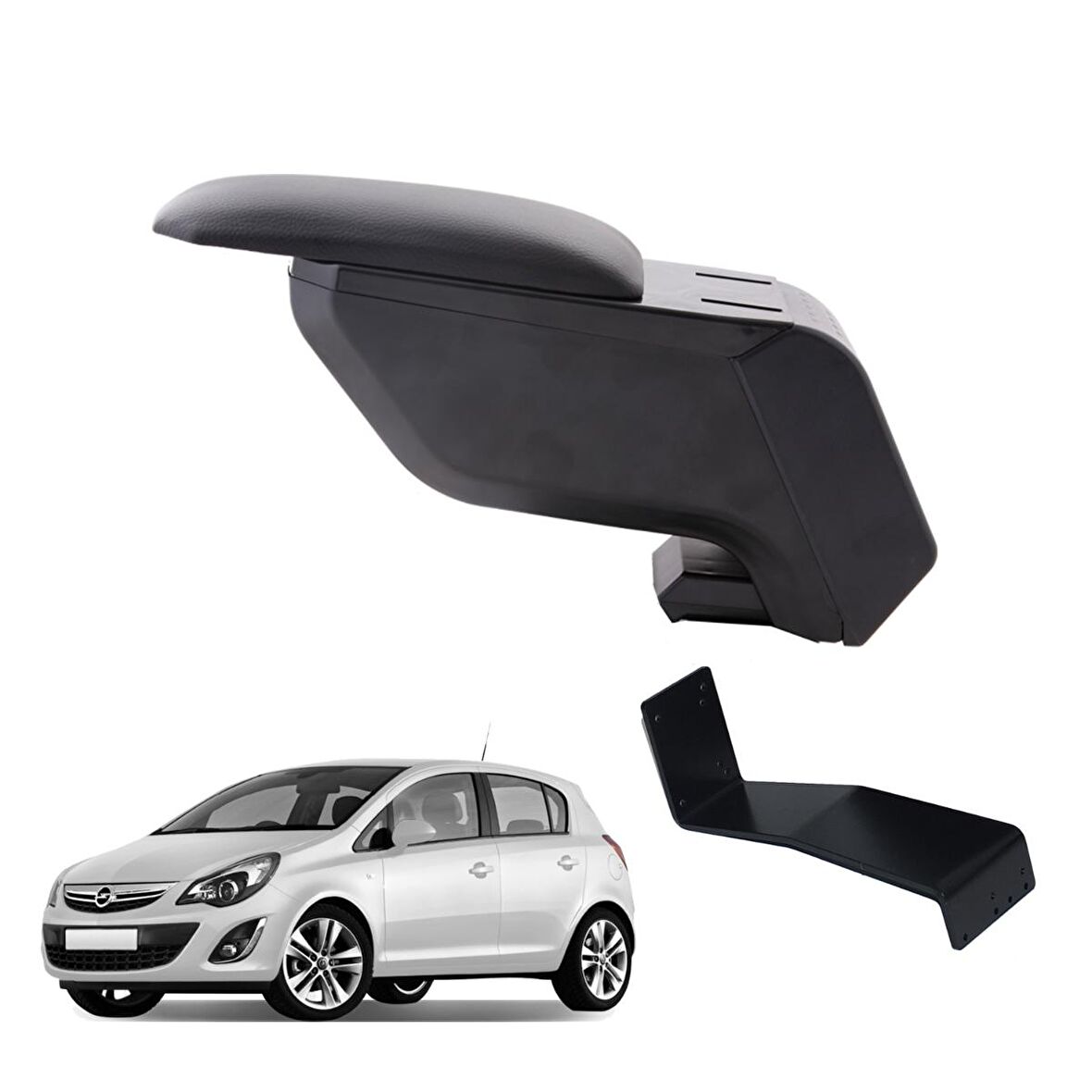 3 Tıkla Opel Corsa D 2014 Delmesiz Çelik Ayaklı Siyah Kolçak Kol Dayama