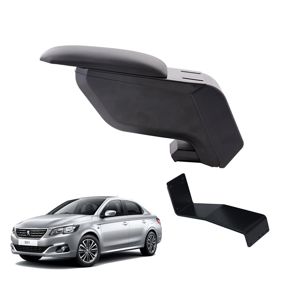 3 Tıkla Peugeot 301 2018 Delmesiz Çelik Ayaklı Siyah Kolçak Kol Dayama
