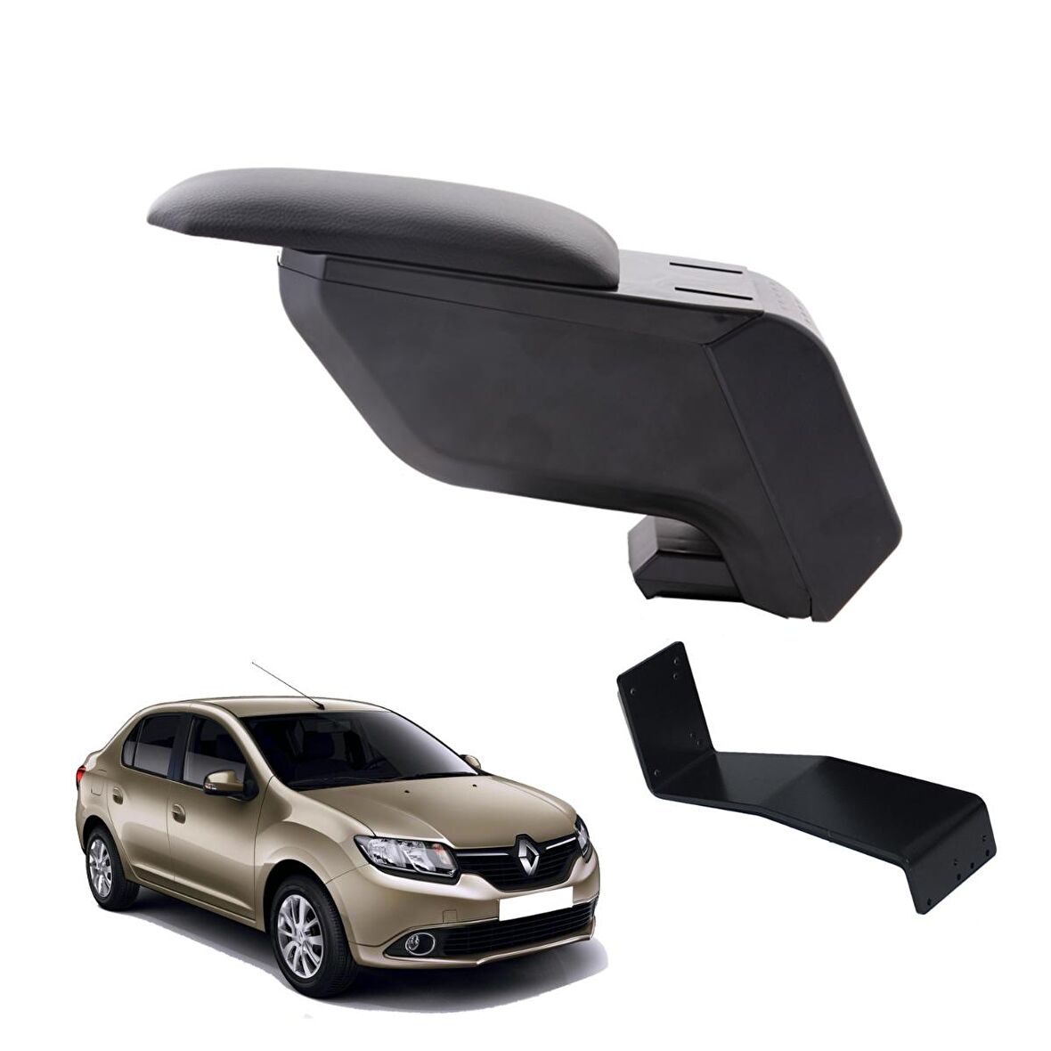 3 Tıkla Renault Symbol 2015 Delmesiz Çelik Ayaklı Siyah Kolçak Kol Dayama