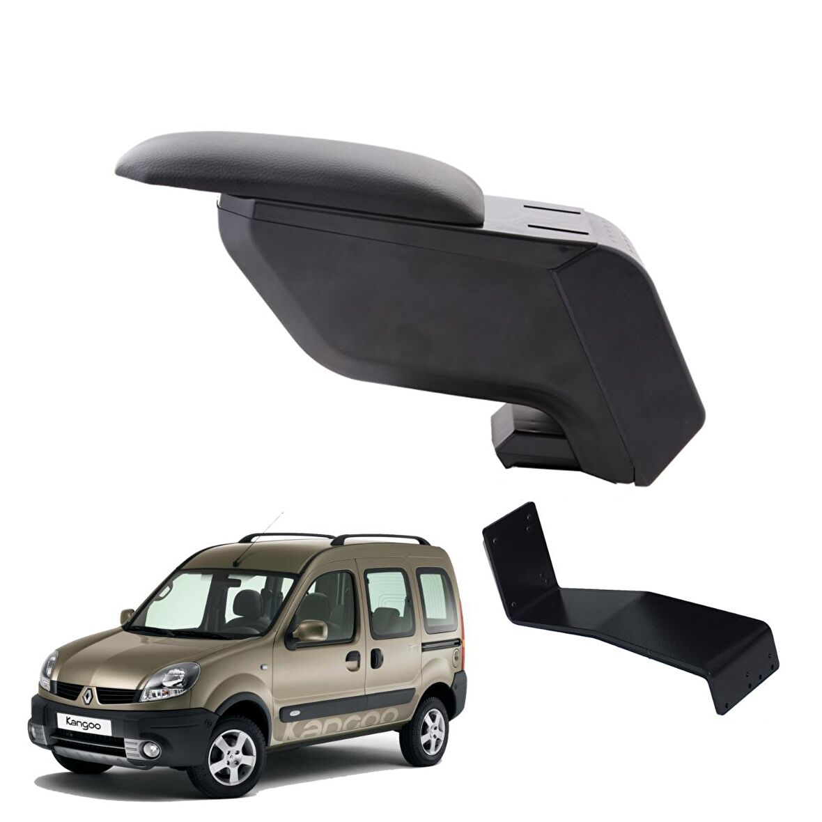 3 Tıkla Renault Kangoo 2008 Delmesiz Çelik Ayaklı Siyah Kolçak Kol Dayama