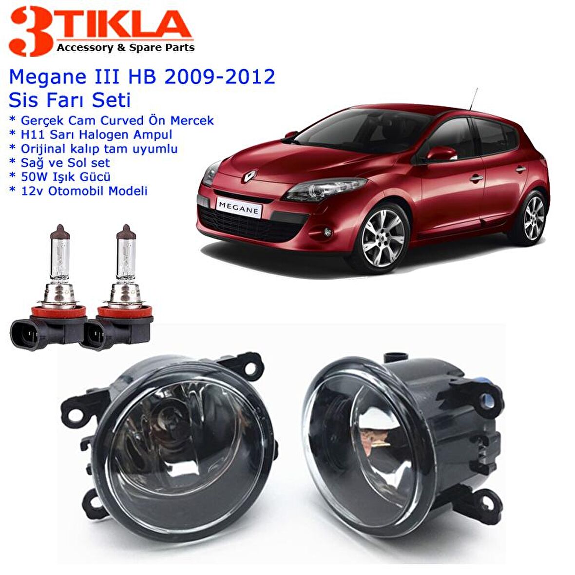 Renault Megane III HB 2009 Sis Farı Set Oem: 8200074008