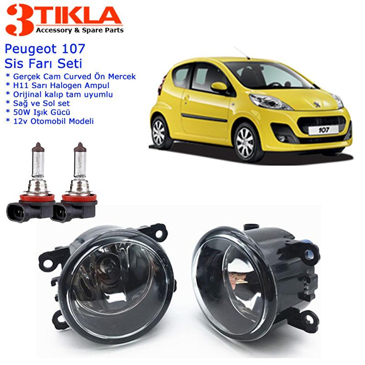 Peugeot 107 2014 Sis Farı Set  Oem:  8200074008