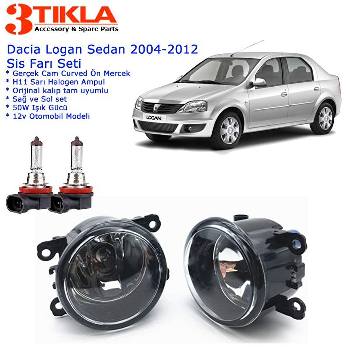 Dacia Logan Sedan 2010 Sis Farı Set  Oem:  8200074008