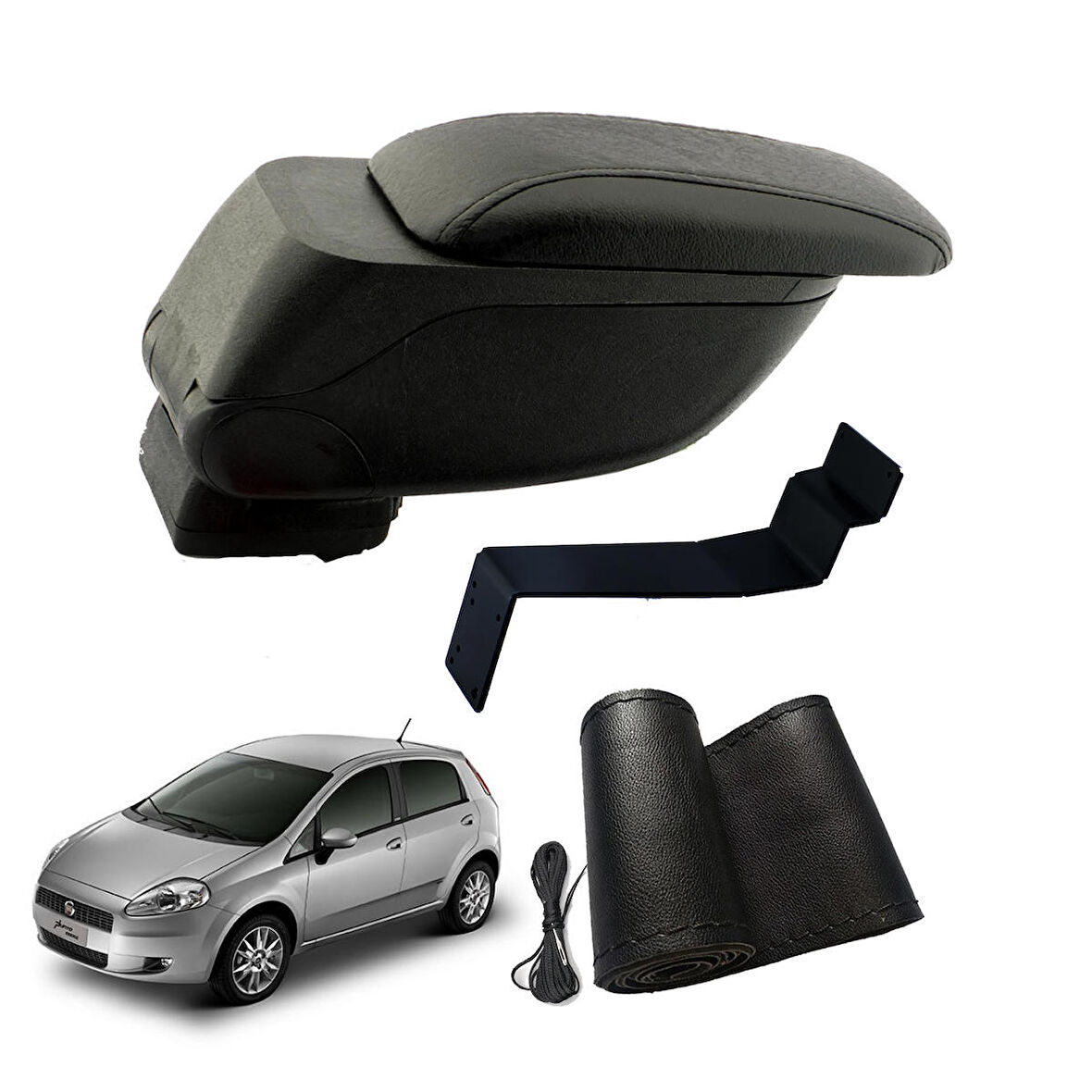 3 Tıkla Eko Set Fiat Grande Punto 2009 Geniş Hacimli  Delmesiz Çelik Ayaklı  Kolçak ve Direksiyon Kılıfı