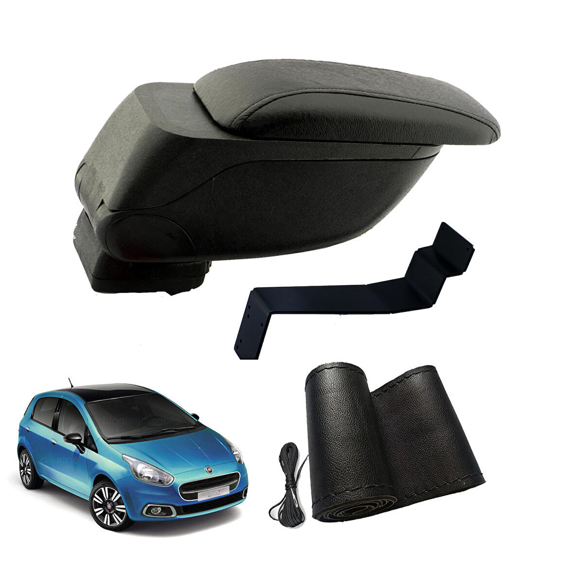 3 Tıkla Eko Set Fiat Punto Evo 2009 Geniş Hacimli  Delmesiz Çelik Ayaklı  Kolçak ve Direksiyon Kılıfı