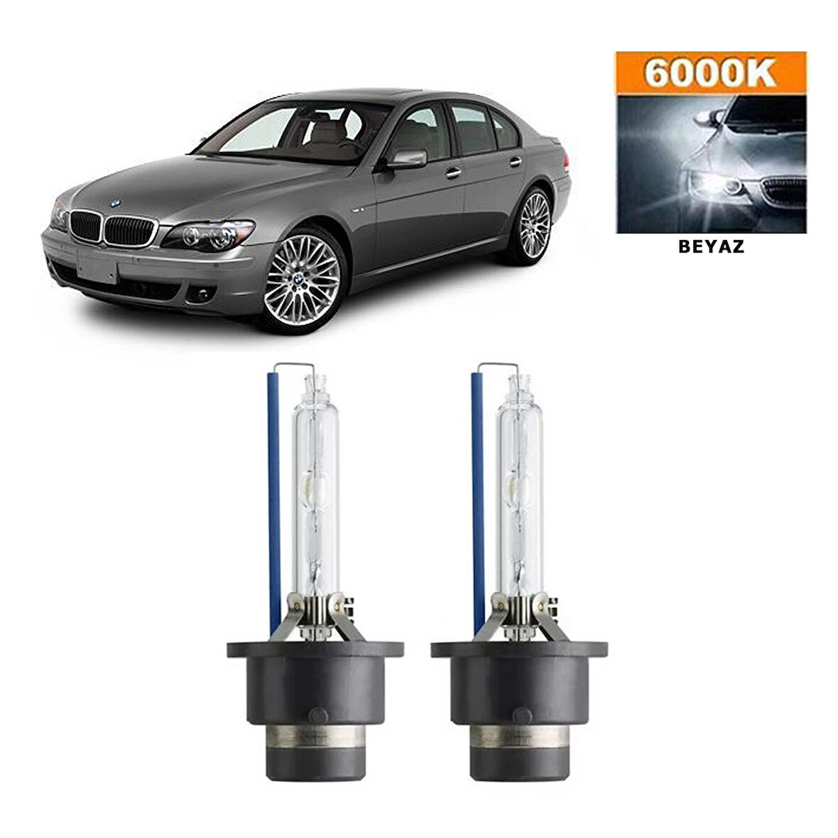 BMW 7 Serisi E65 2002-2005 Xenon D2S / D2R 6000K Beyaz HID Xenon Ampul 2 Adet