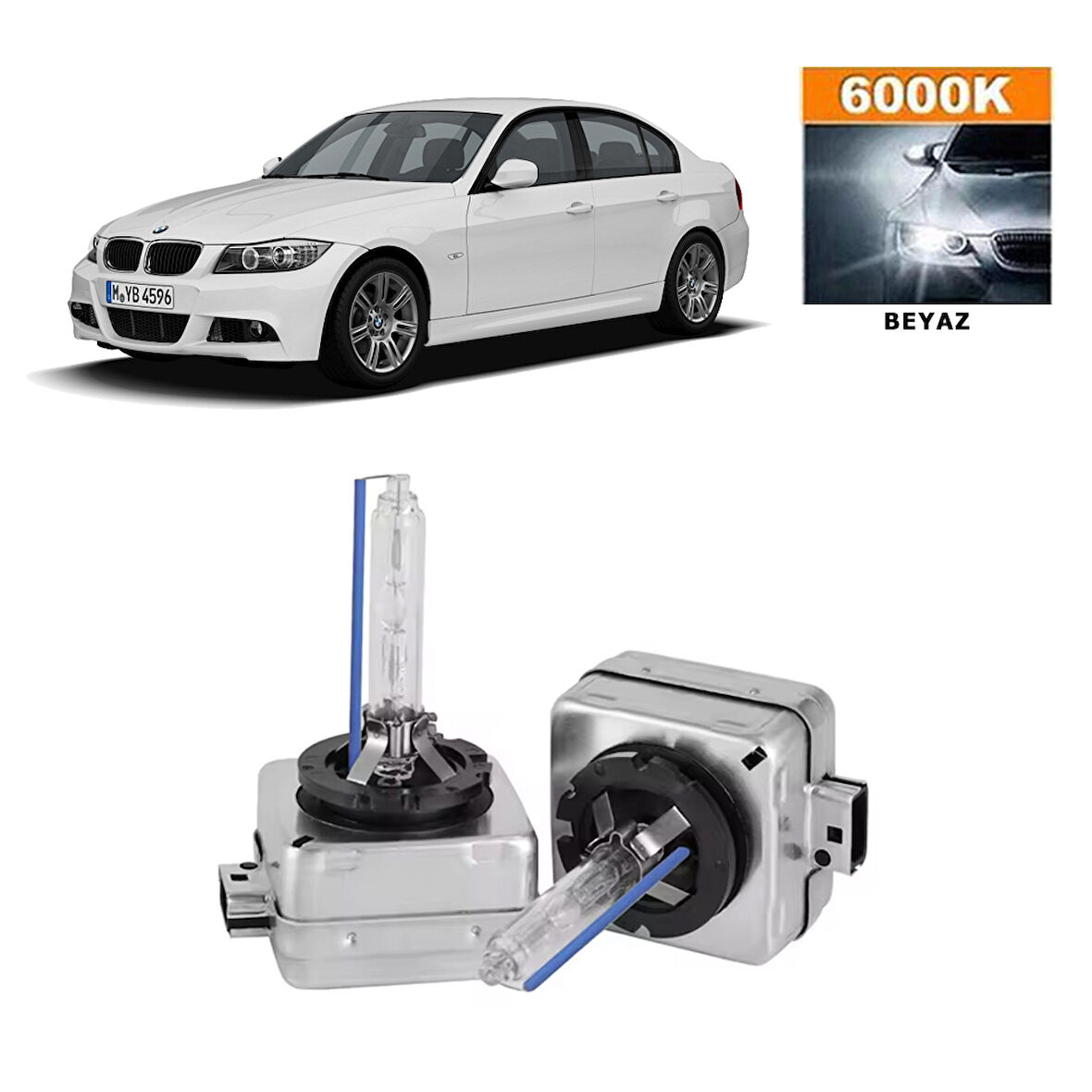 BMW 3 Serisi E90 2005-2012 Xenon D1S / D1R 6000K Beyaz HID Xenon Ampul 2 Adet