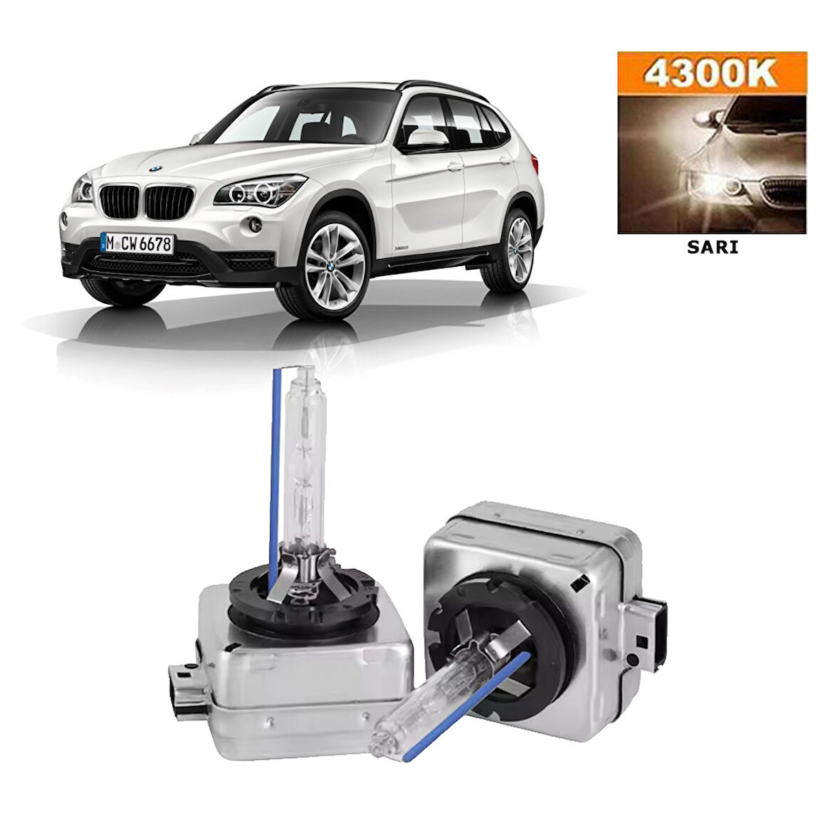 BMW X1 Serisi E84 2009-2015 Xenon D1S / D1R 4300K Sarı HID Xenon Ampul 2 Adet