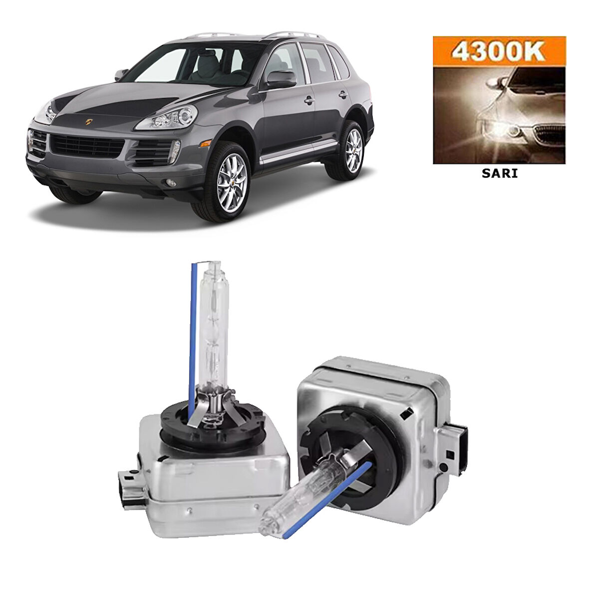 Porsche Cayenne 2002-2010 D1S / D1R 4300K Sarı HID Xenon Ampul 2 Adet