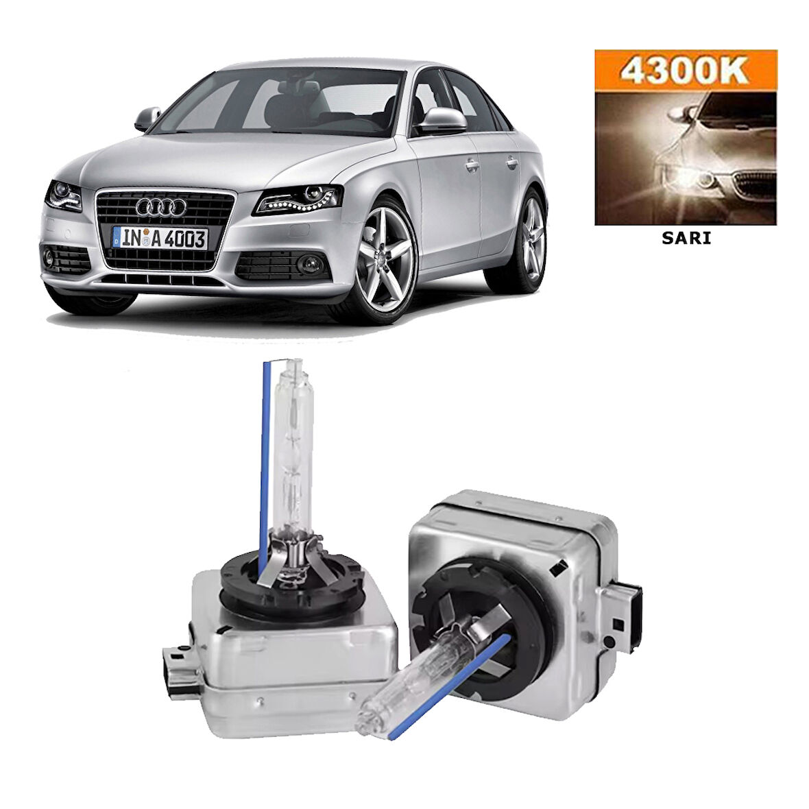 Audi A4 B8 2008-2015 D3S / D3R 4300K Sarı HID Xenon Ampul 2 Adet