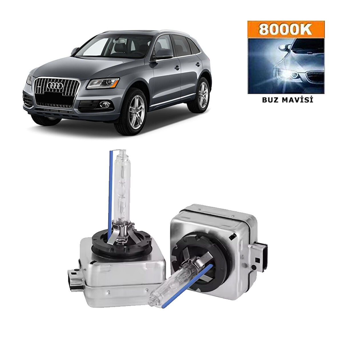 Audi Q5 2009-2016 D3S / D3R 8000K Buz Mavisi HID Xenon Ampul 2 Adet