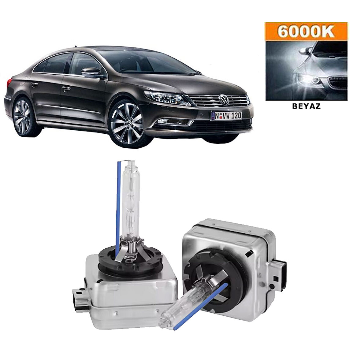 Volkswagen Passat CC 2012-2016 D3S / D3R 6000K Beyaz HID Xenon Ampul 2 Adet