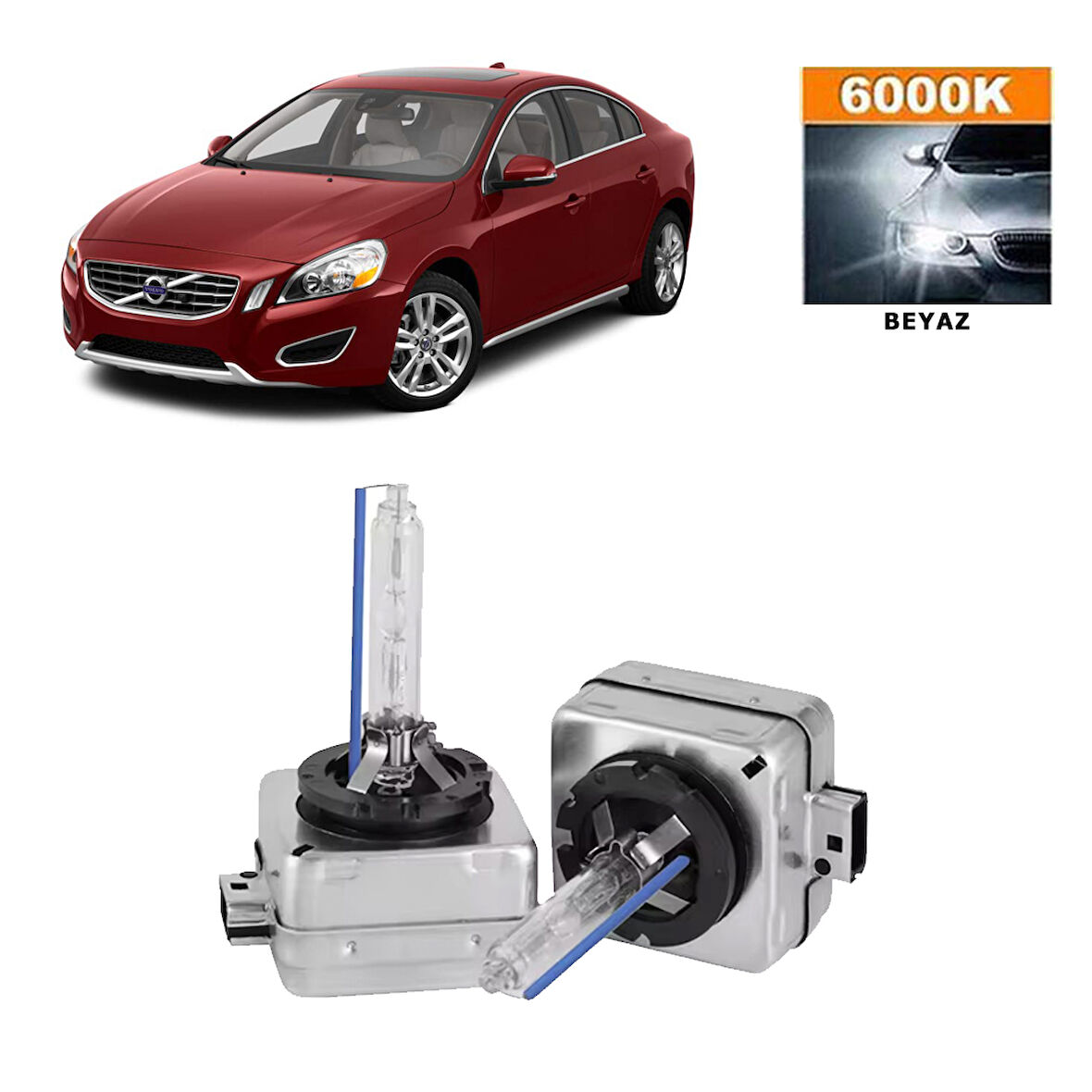 Volvo s60 2010-2018 D3S / D3R 6000K Beyaz HID Xenon Ampul 2 Adet