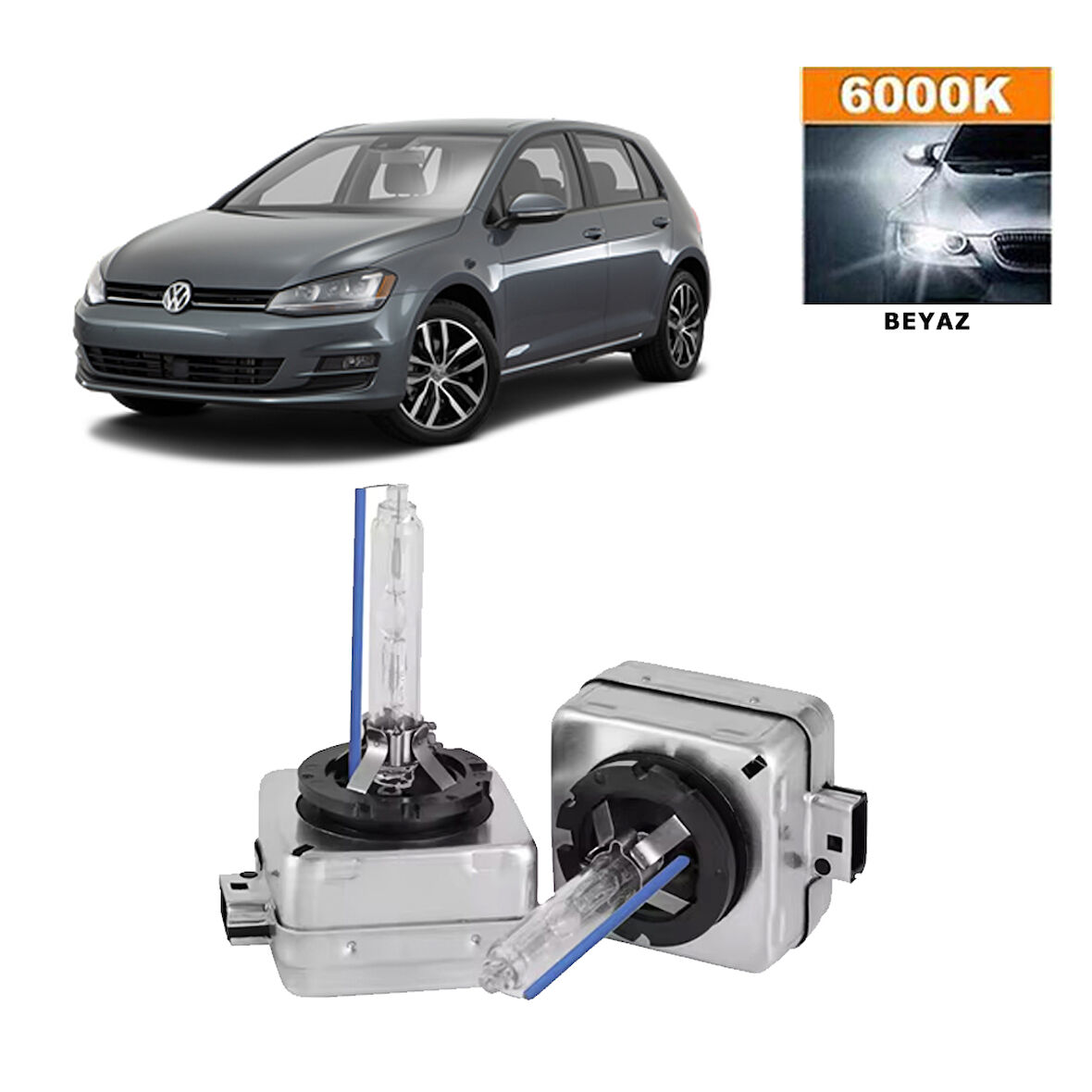 Volkswagen Golf 7 D3S / D3R 6000K Beyaz HID Xenon Ampul 2 Adet