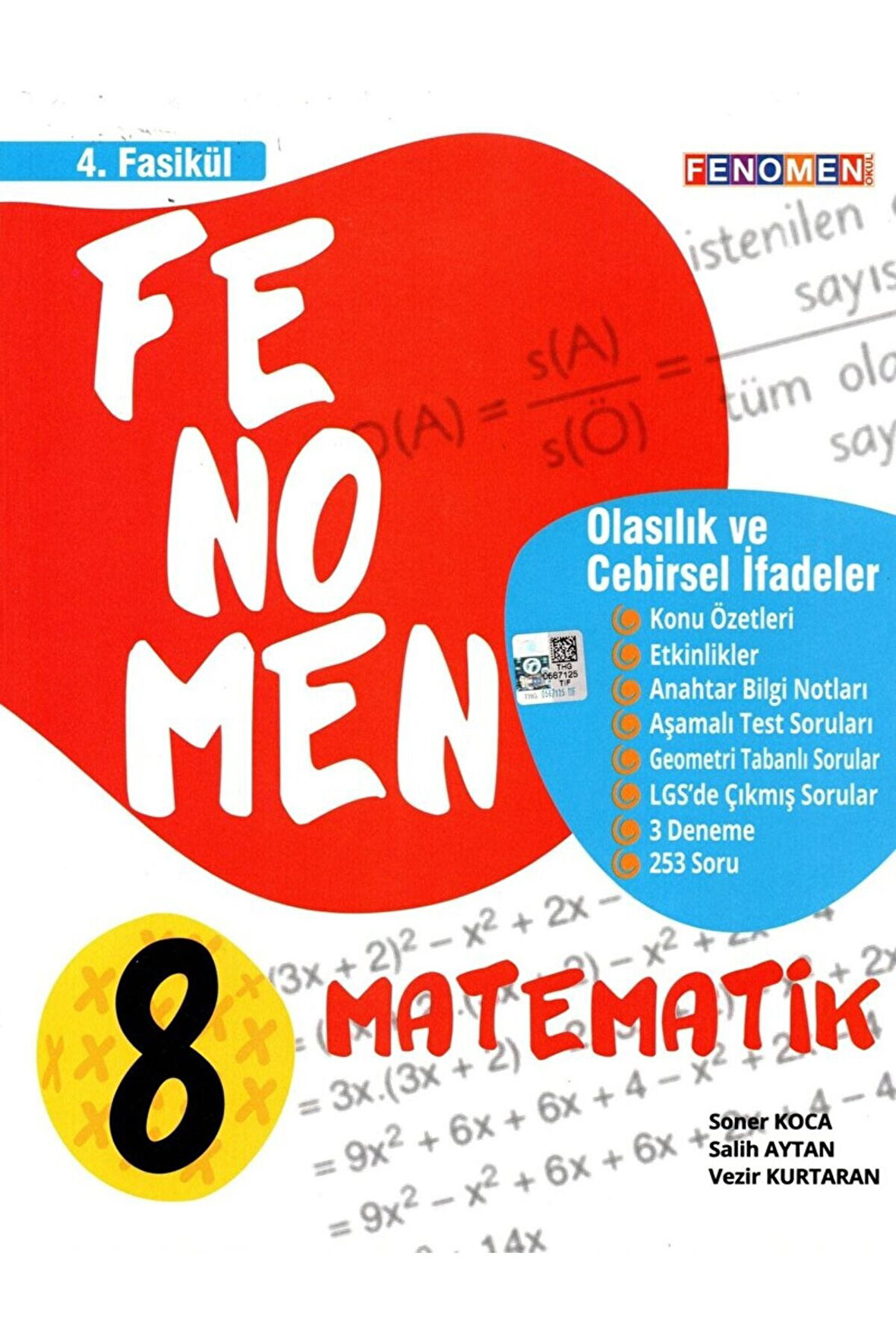 Fenomen 8 Matematik 4. Fasikül (Olasılık ve Cebirsel İfadeler) / Fenomen Kitap / 9786257174794