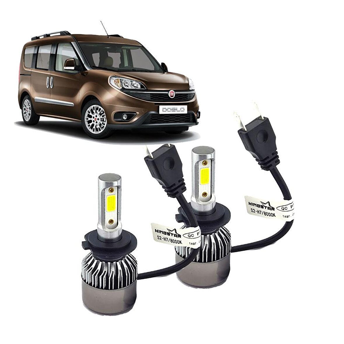Fiat Doblo 2019 Kısa Far Ampul H7 Beyaz Led Xenon Şimşek Etkili Far Ampül 8000 Lümen