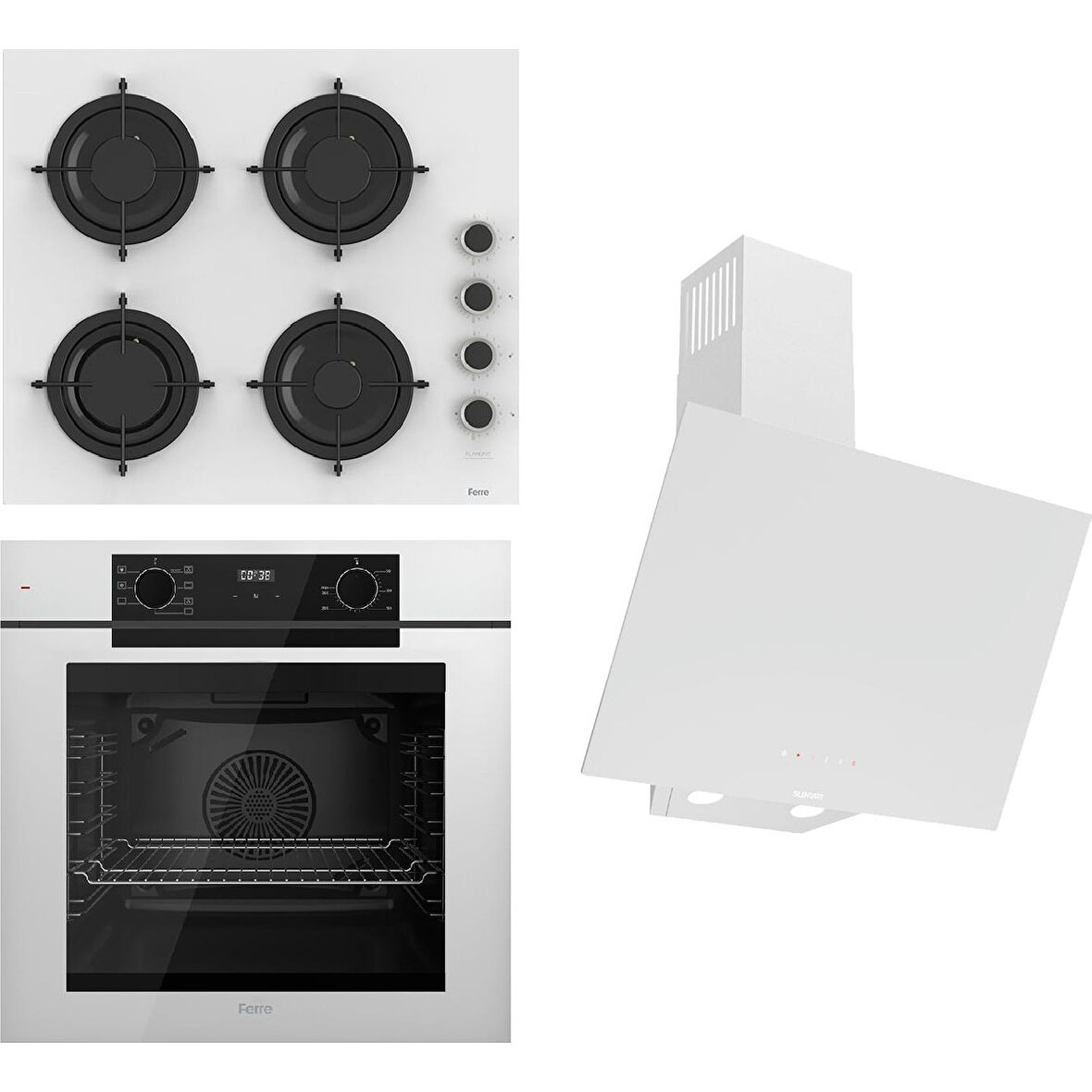 Ferre Steamart-Fryart-Sılentart Serisi Beyaz Set (CS206-FA + QEP63CB +D078-SA) - Emaye Izgara