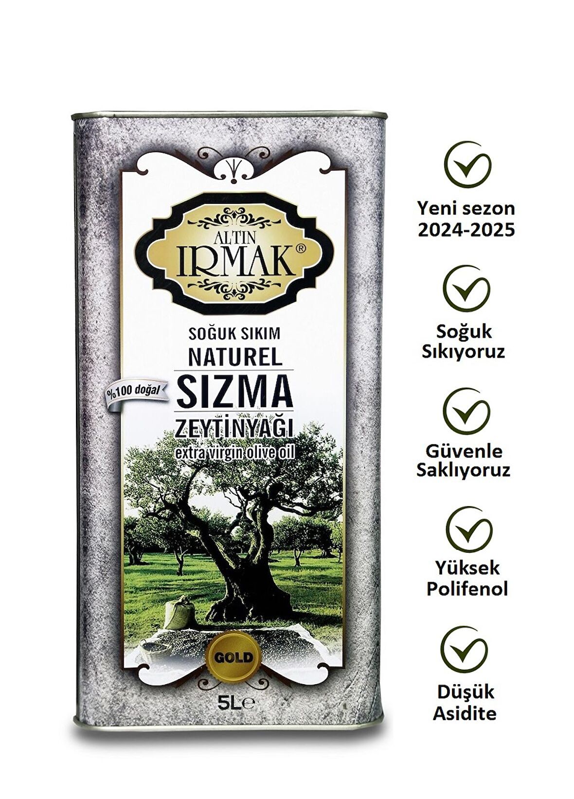 altın ırmak GOLD PREMİUM GURME yeni sezon trilye filitresiz soğuk sıkım natürel sızma zeytinyağı 5 litre