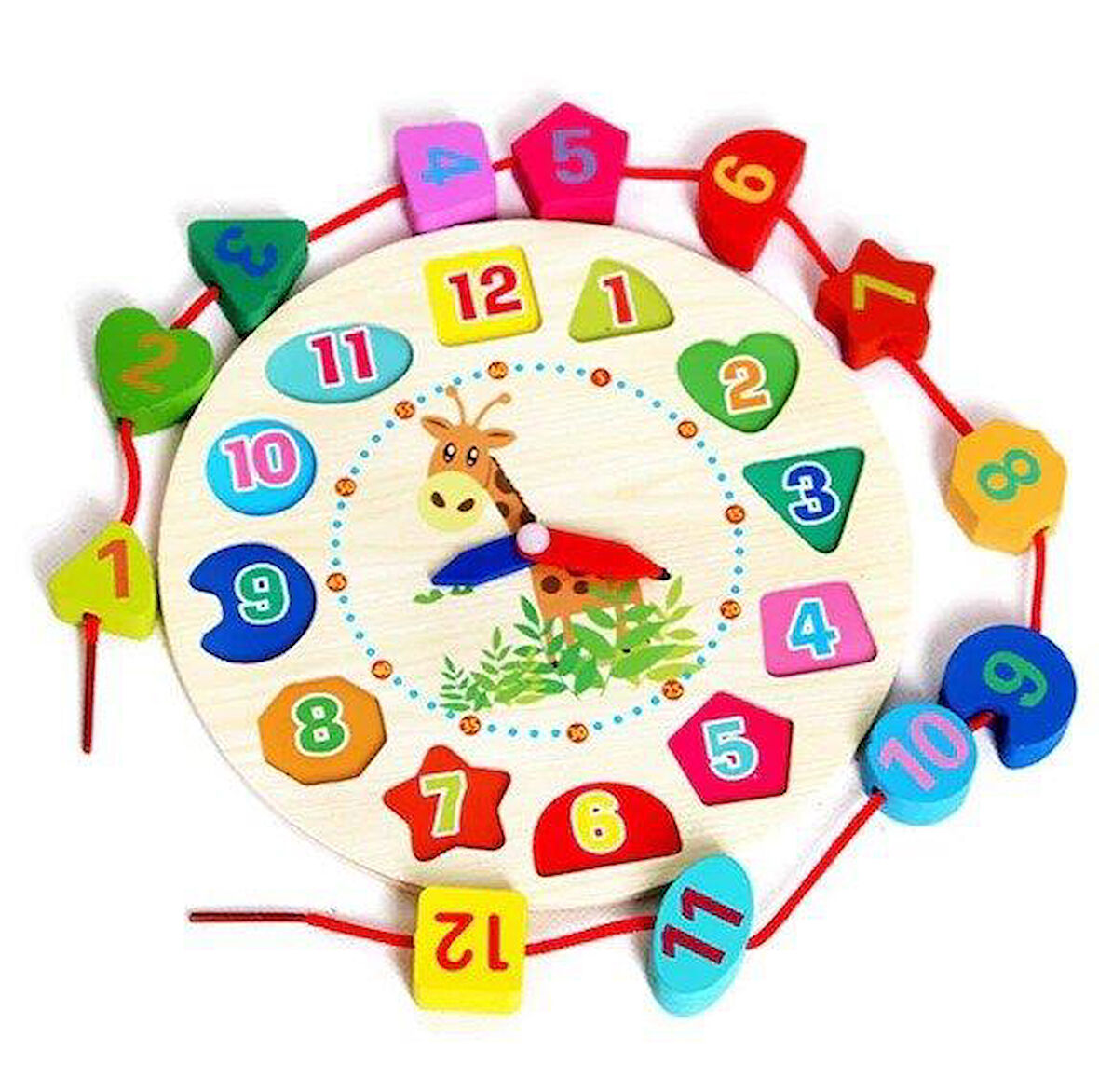 Zhltoys Eğitici İp Dizme Ahşap Saat Oyuncak