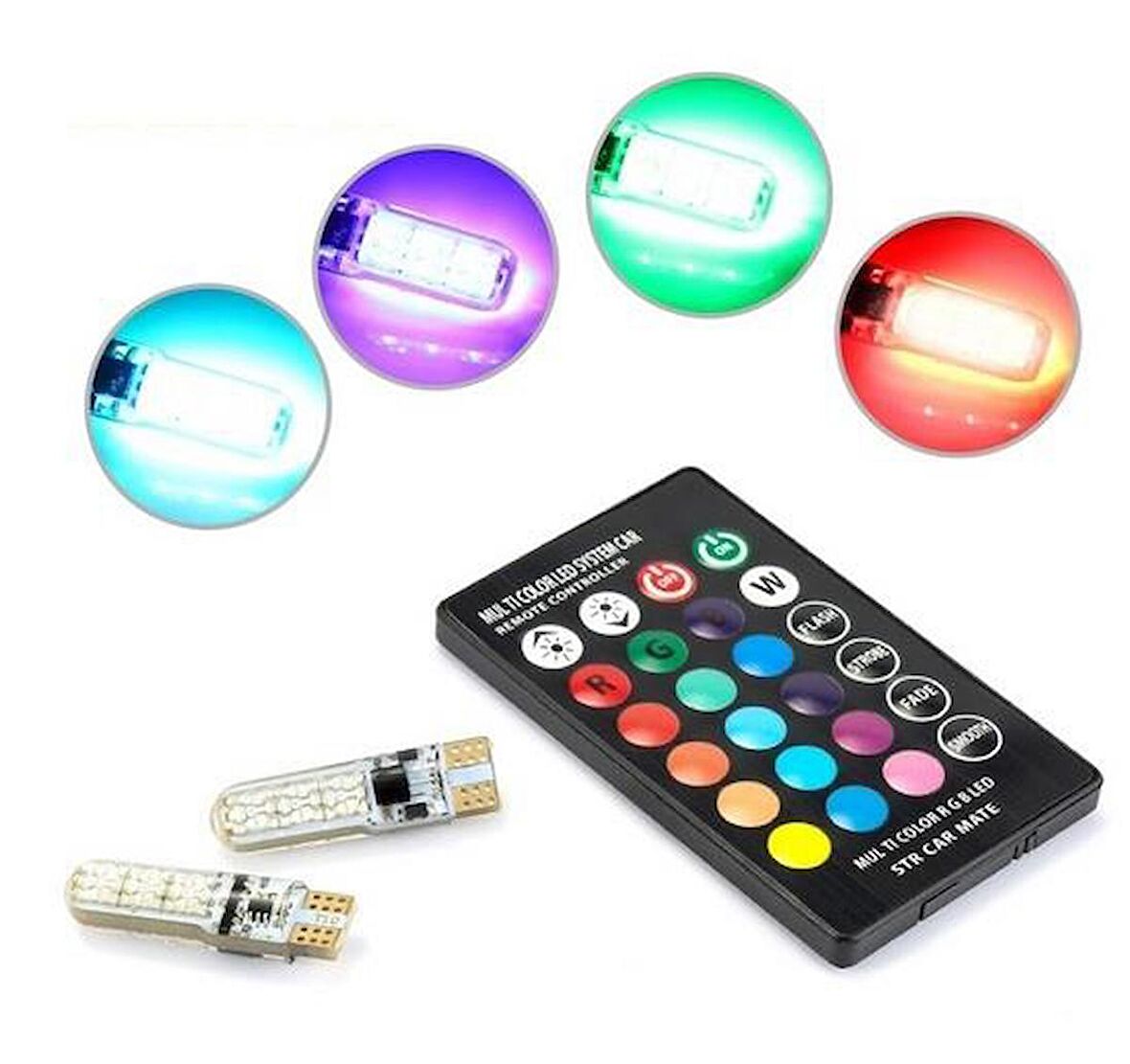 Zhltech Kumandalı Rgb Led T10 Park Ampulu 2 Adet Set