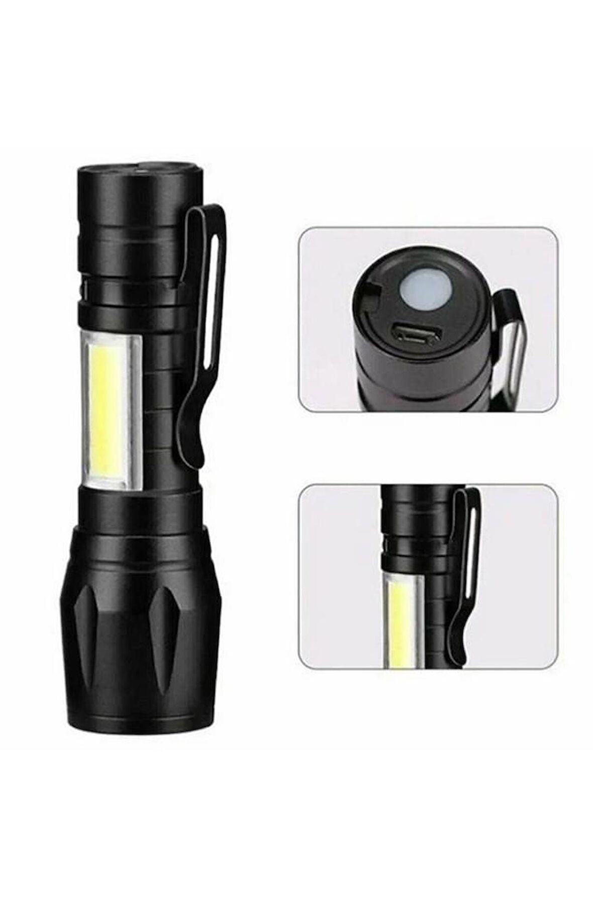 Zhltools Ultra Güçlü 5W Cob Led Usb Şarjlı El Feneri Avcılık, Doğa, Kamp, Deprem Çantasına Uygun