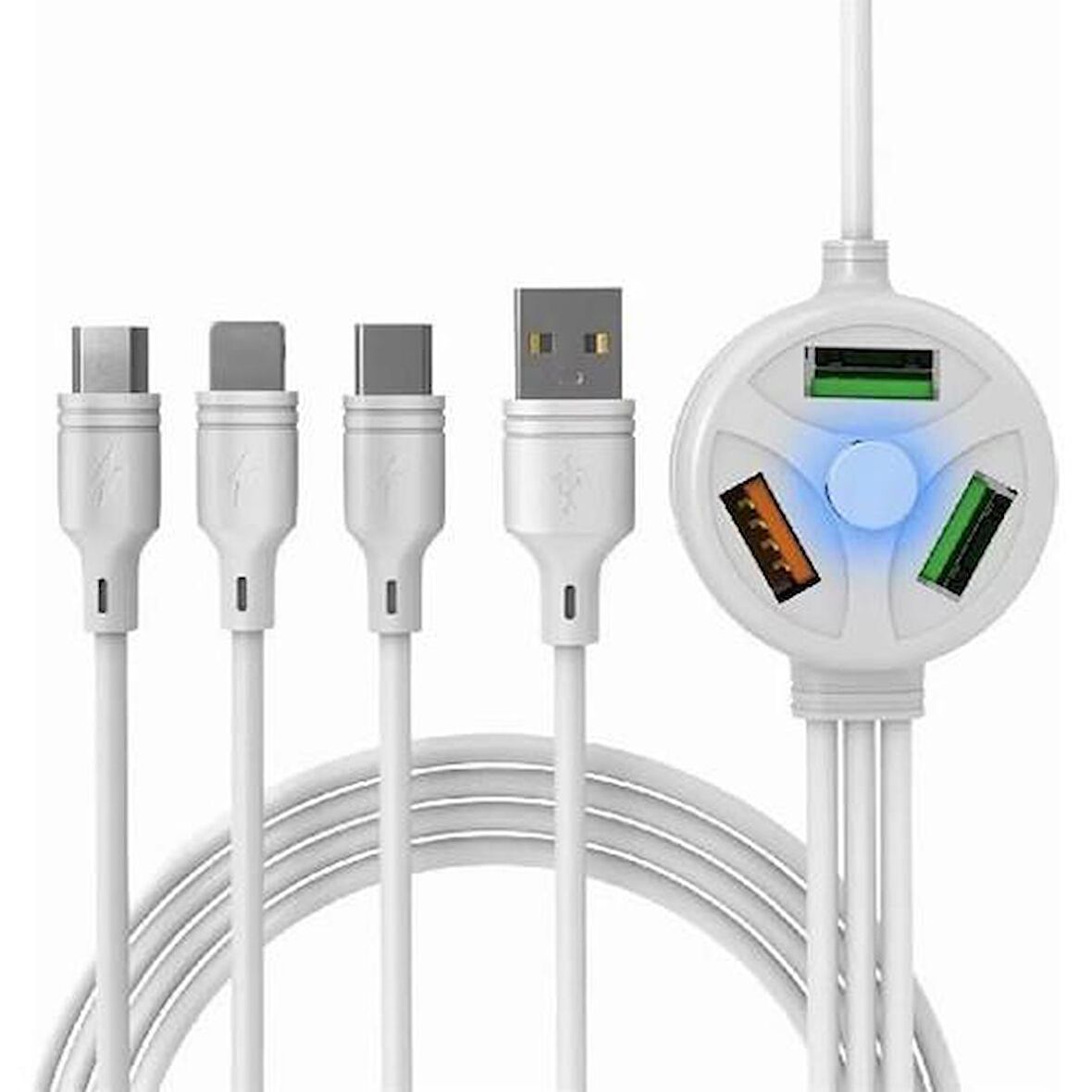 Zhltools 3.1A 6in1 3 Usb Çıkışlı 3.1A Hızlı Şarj Kablosu