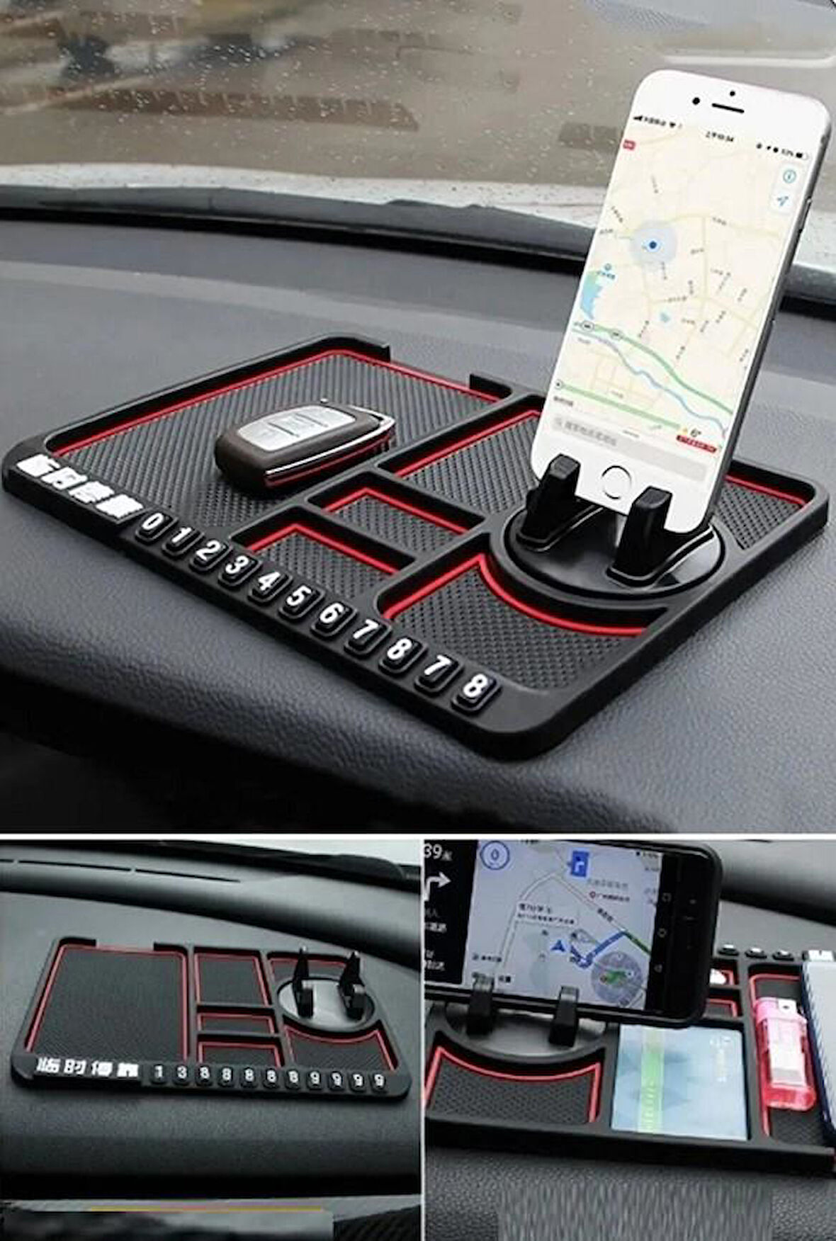 Zhltools Pratik Torpido Üstü Numaratörlü Telefon Tutucu Kaydırmaz Mat