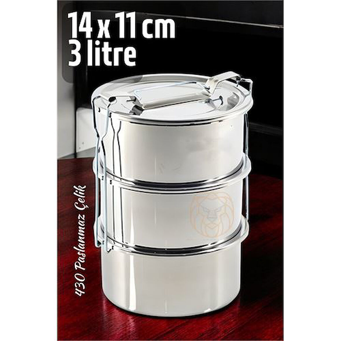 Zhltools Sefer Tası Yemek Kabı Paslanmaz Çelik 3 Katlı 14 cm 3 LİTRE