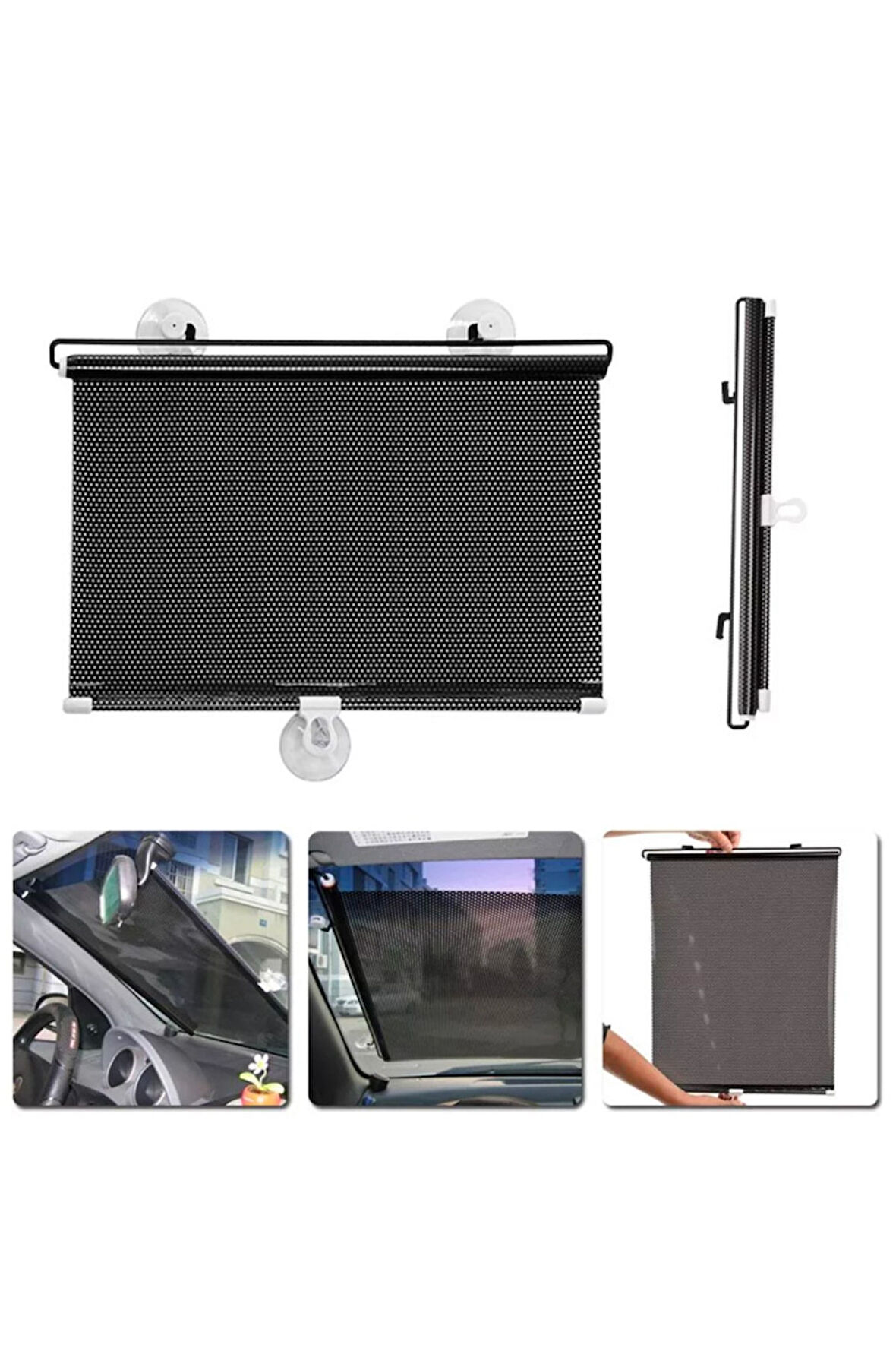 Zhltools Araba Araç Içi Katlanabilir Araç Oto Ön Cam Güneşlik Branda 50x125cm Siyah