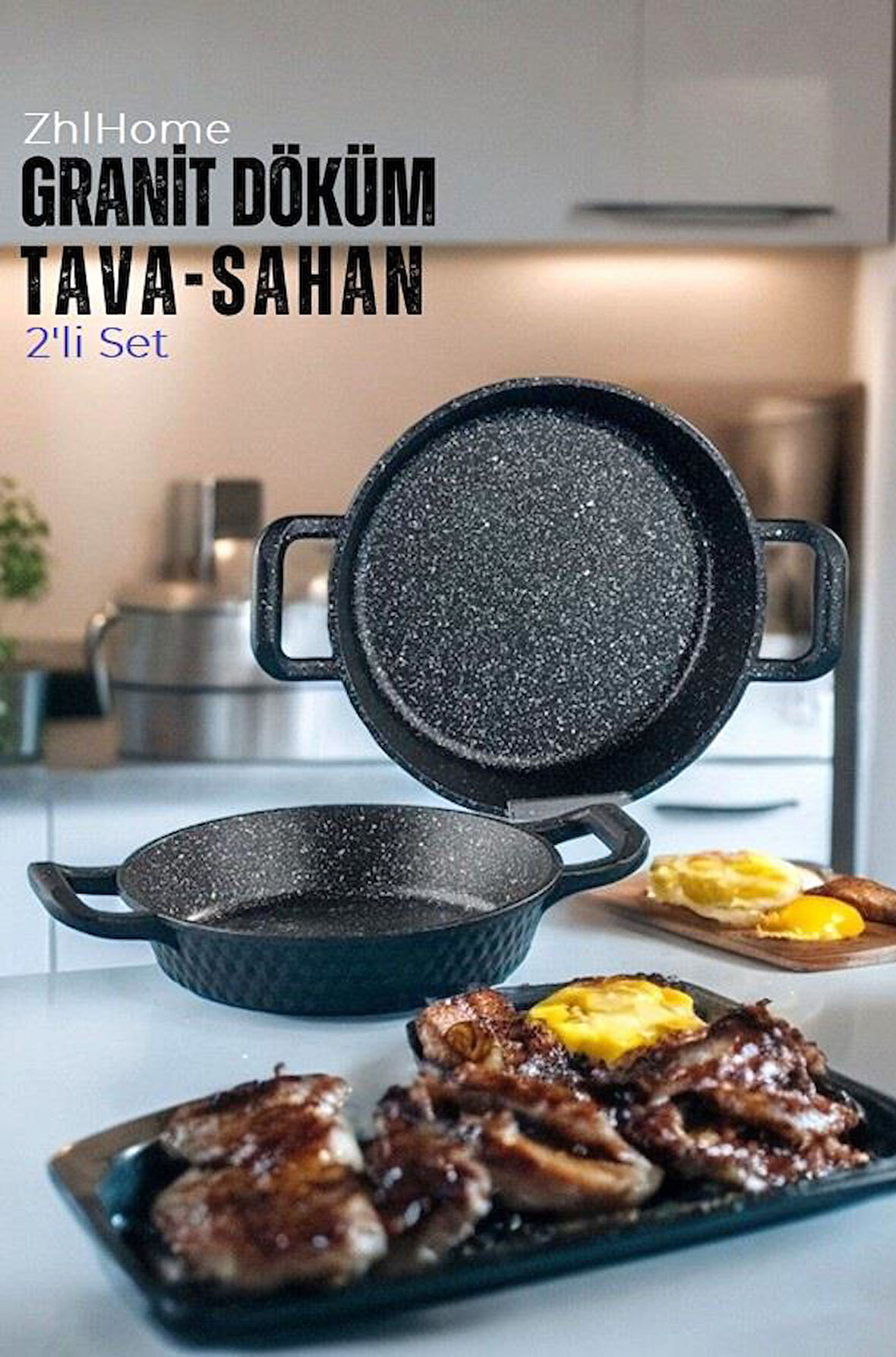 Zhlhome Döküm Granit Sahan Tava Set 2li