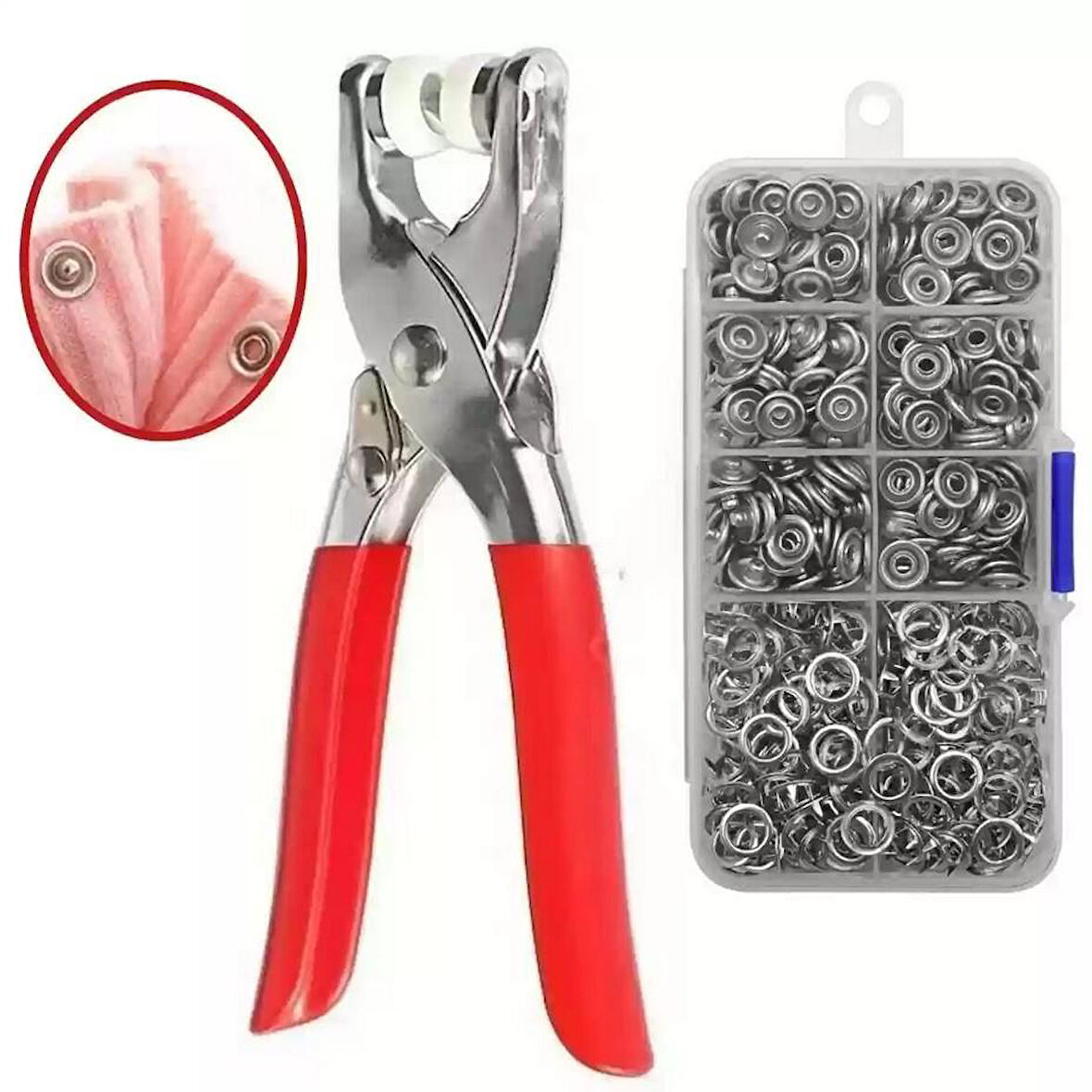 Zhltools 200 adet Paslanmaz Çelik Çıtçıt ve Pense Seti Metal Çıt Çıt Makinesi