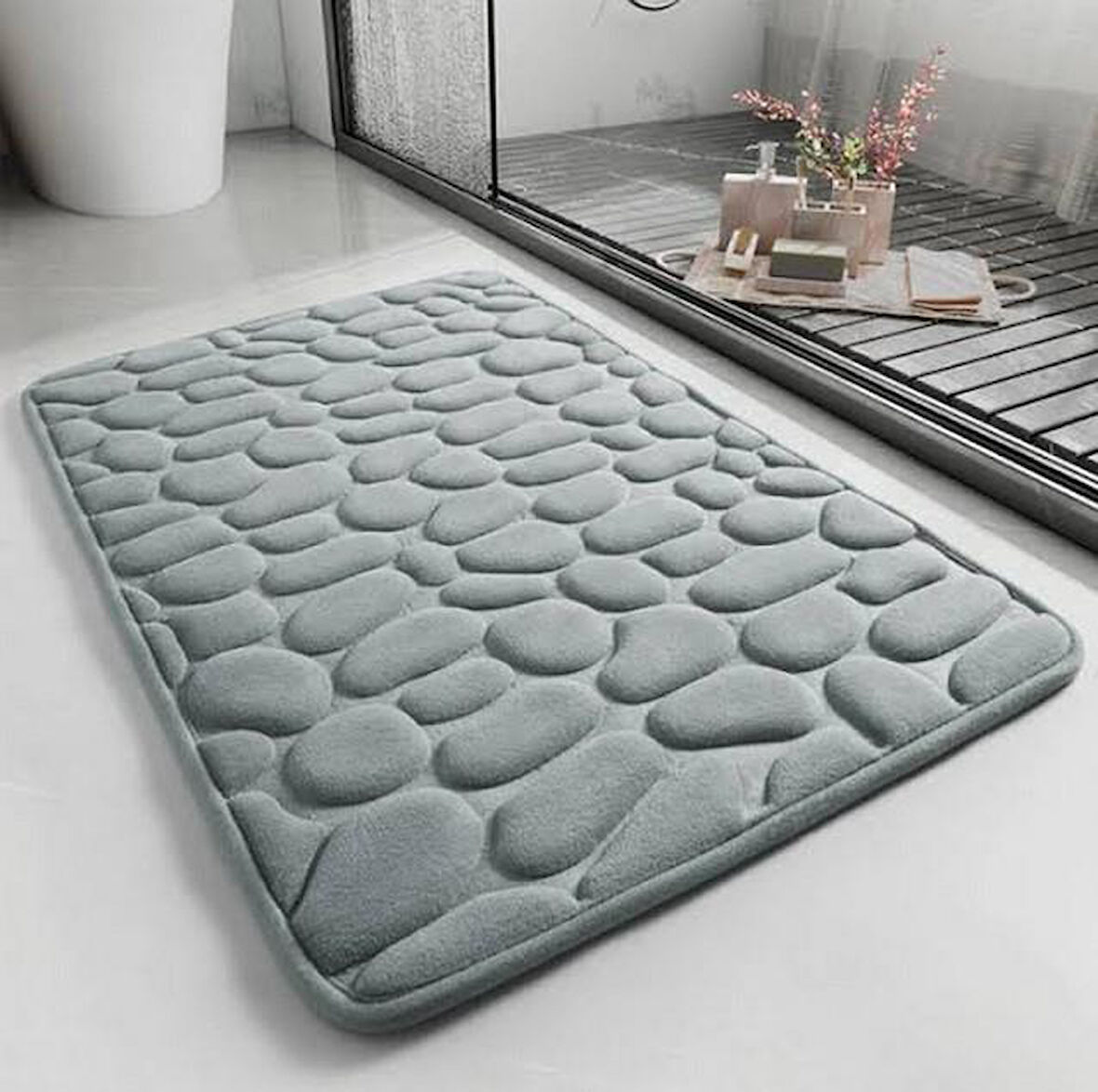 Zhlhome Kaydırmaz Banyo Paspası Gri 60x38Cm