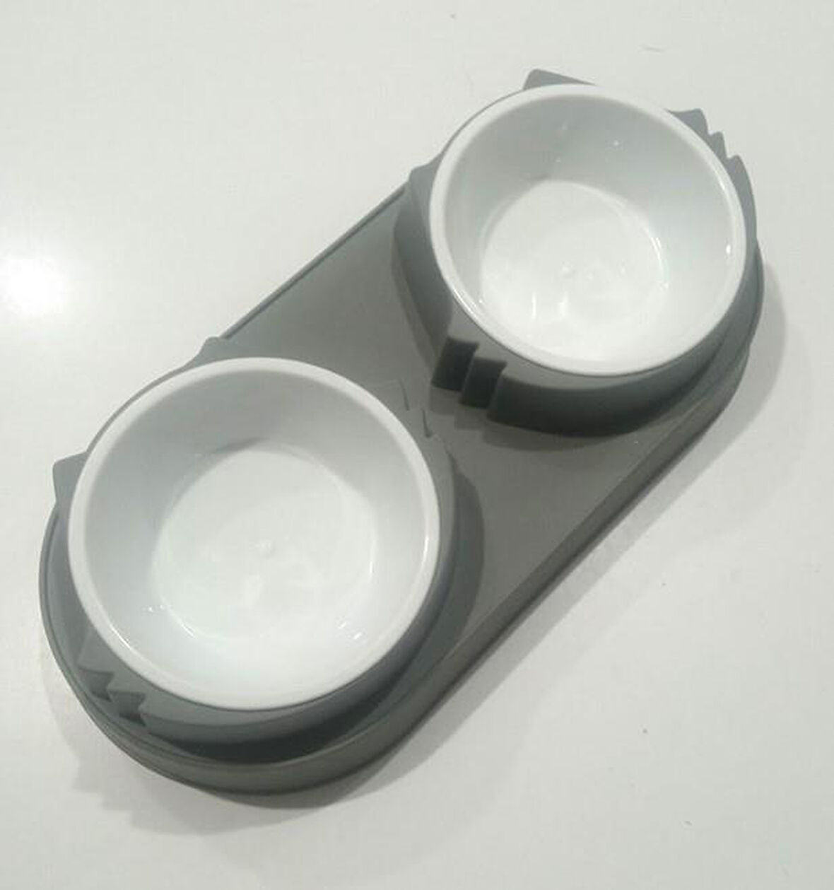 Süslüpati Yükseltilmiş Eğimli 2li Kedi Köpek Mama ve Su Kabı - Çiftli Mama Kabı Kahverengi