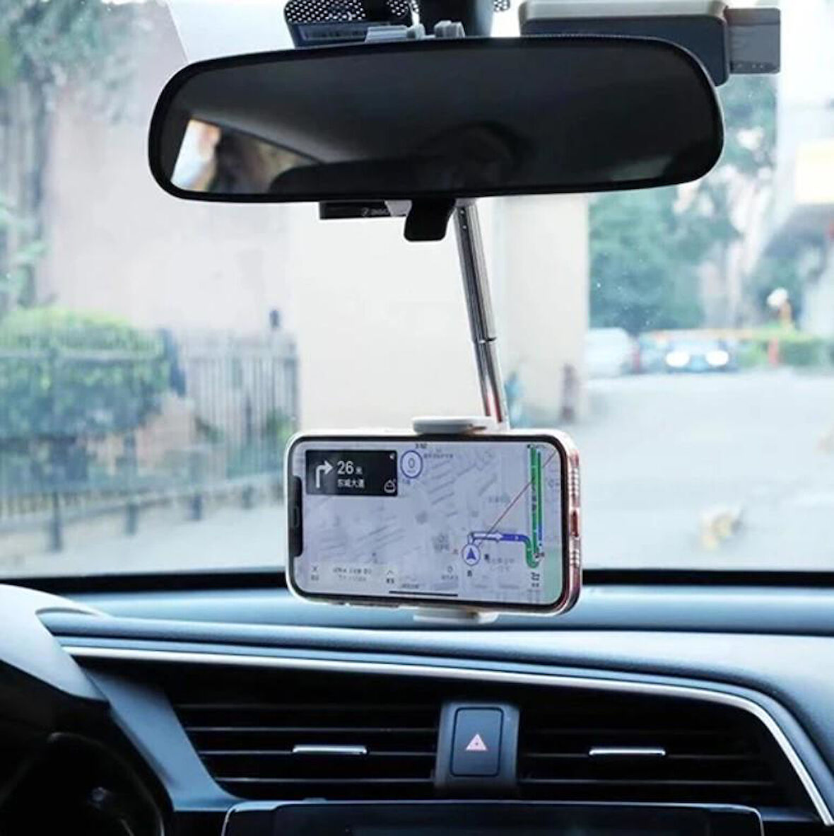 Zhltools Araç İçi Dikiz Aynası Telefon Tutucu Teleskopik Telefon Tutacağı Beyaz