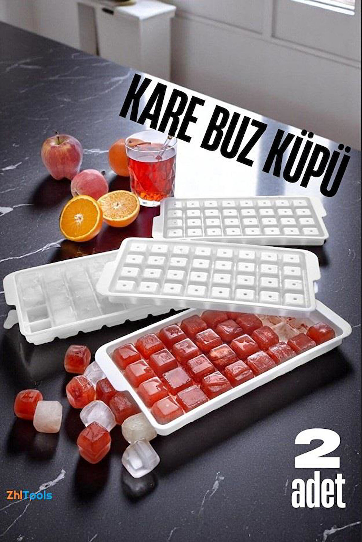 Zhltools Buz Kalıbı KARE İçecek Buz Kalıbı - Mutfak Buz Kalıbı Kolay Çıkarılır Buz Kalıbı 2 ADET