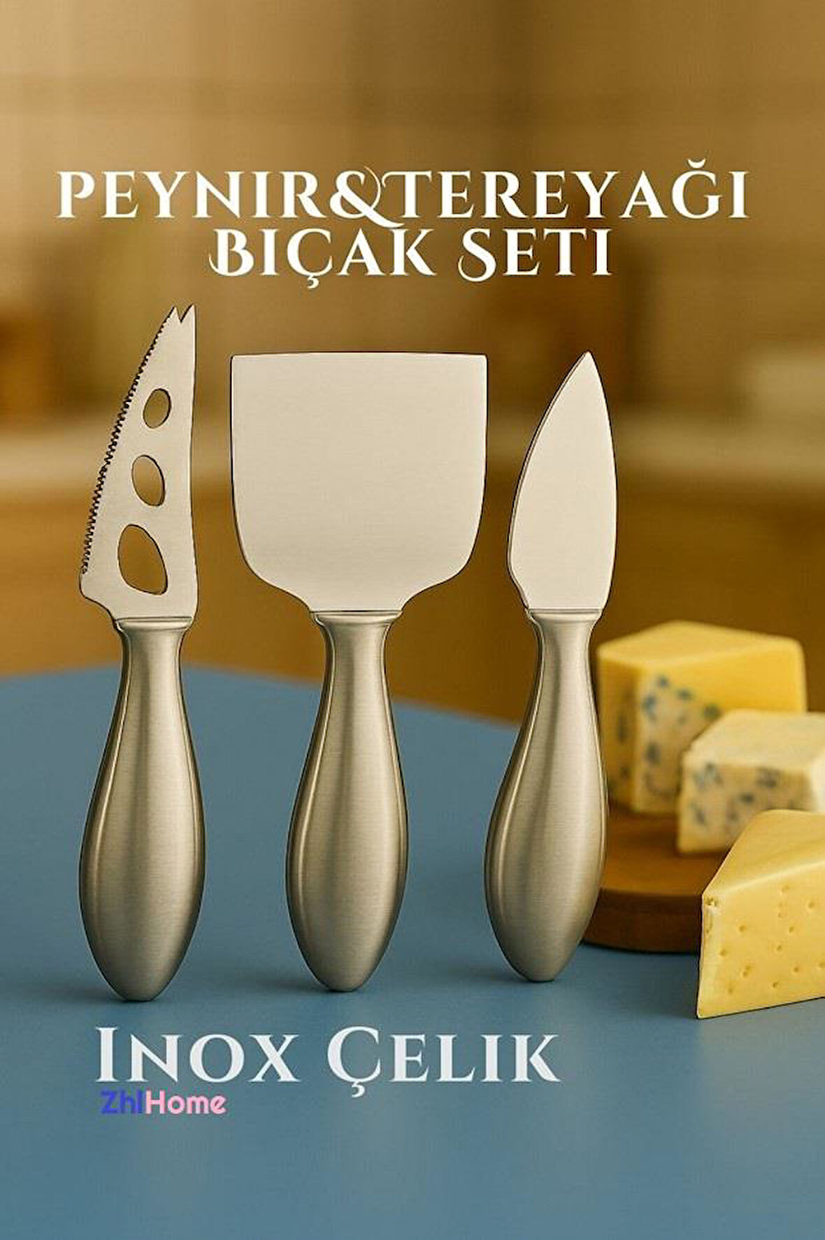 Zhlhome Inox Peynir Bıçağı Seti Tereyağı Bıçağı Kahvaltı Seti Profesyonel Tasarım