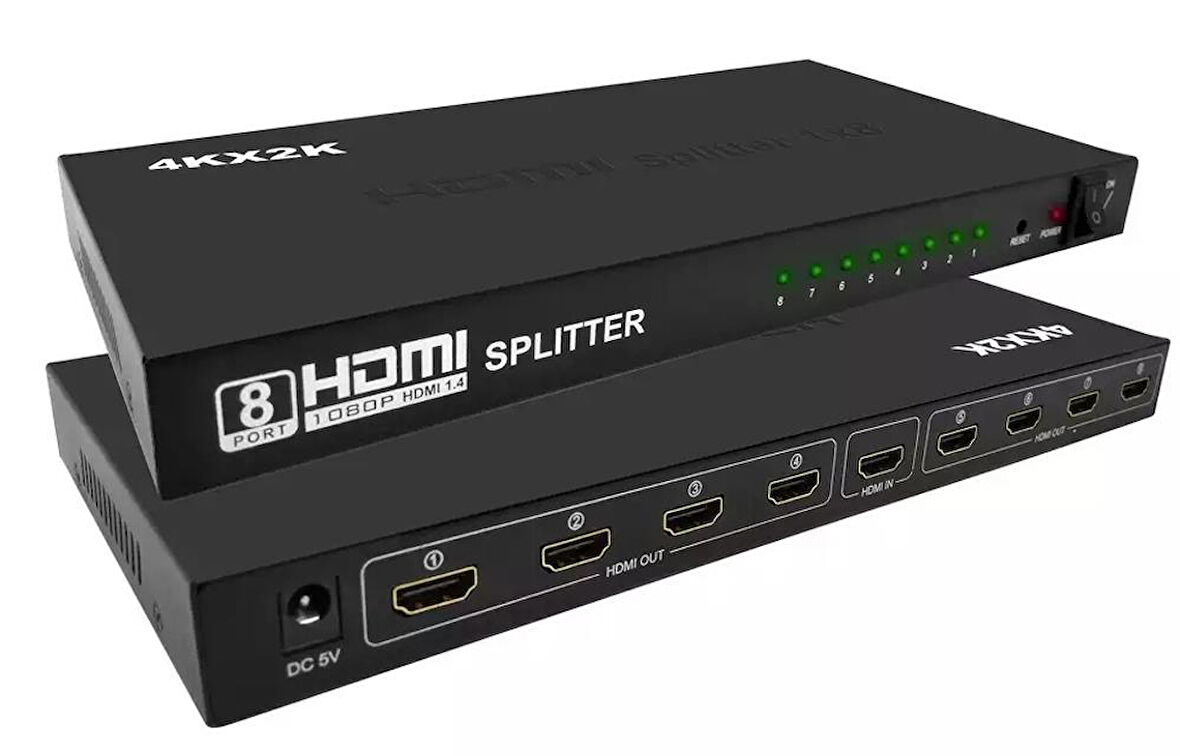 Gplus 4K108 HDMI Splitter 8 Port 4K Ultra HD 3D Görüntü Çoklayıcı