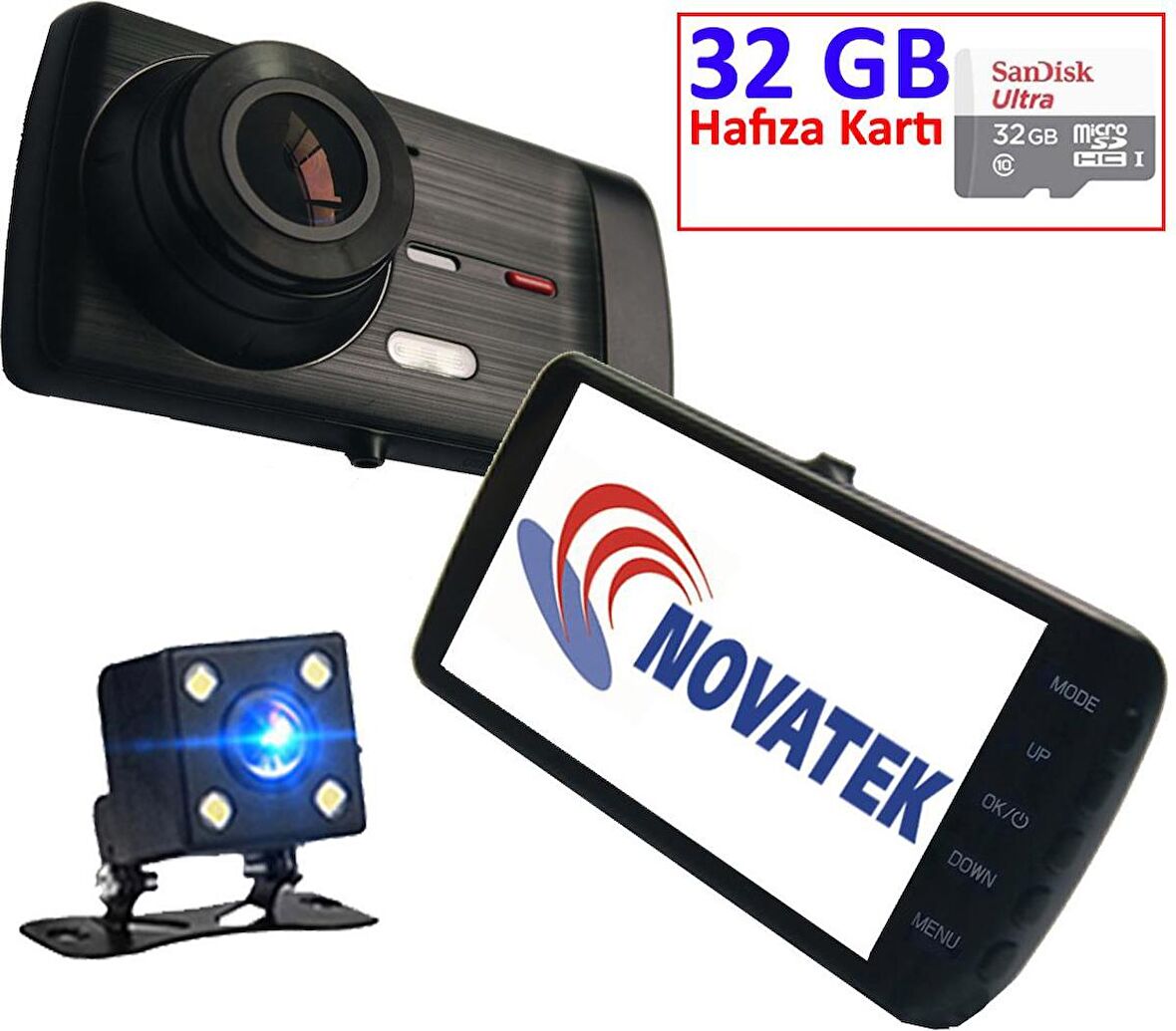 Novatek NT92D+32GB Hafıza Kartlı Full HD Gece Görüşlü Araç Kamera