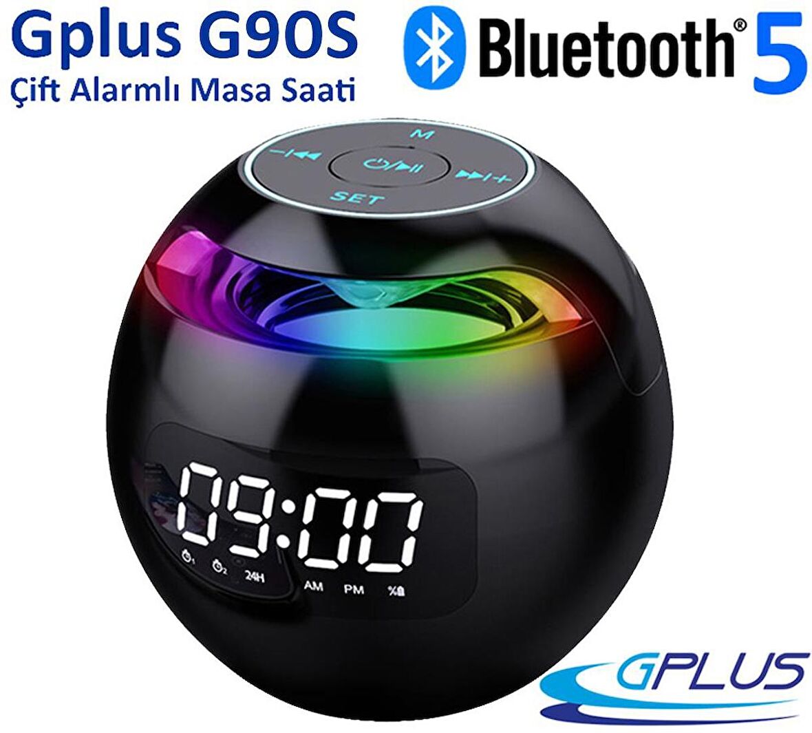 Gplus G90S Bluetooth 5.0 Çift Alarmlı Radyolu Dijital Masa Saati